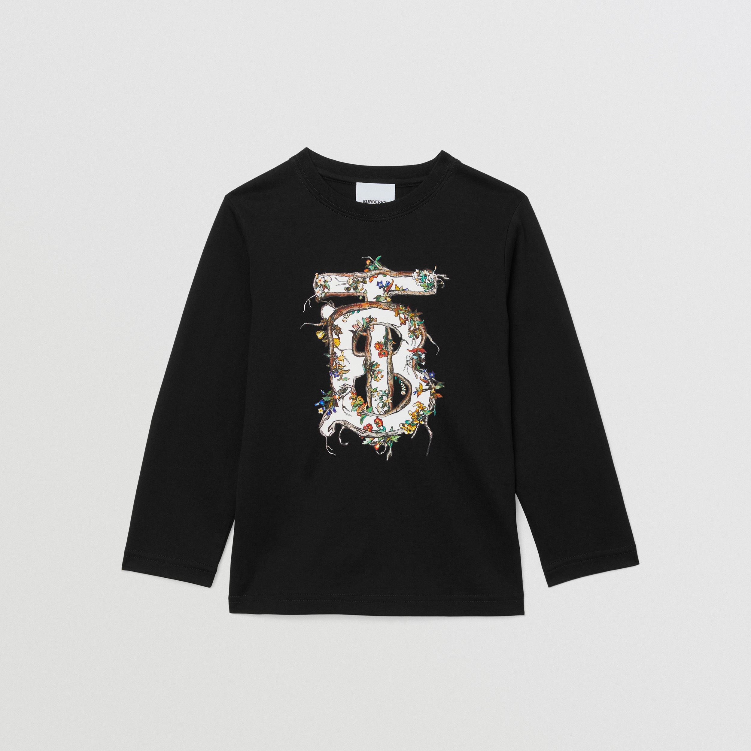 专属标识装饰棉质运动衫 (黑色) - 儿童 | Burberry® 博柏利官网 - 1