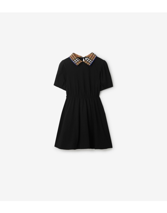 Check Collar Cotton Polo Shirt Dress