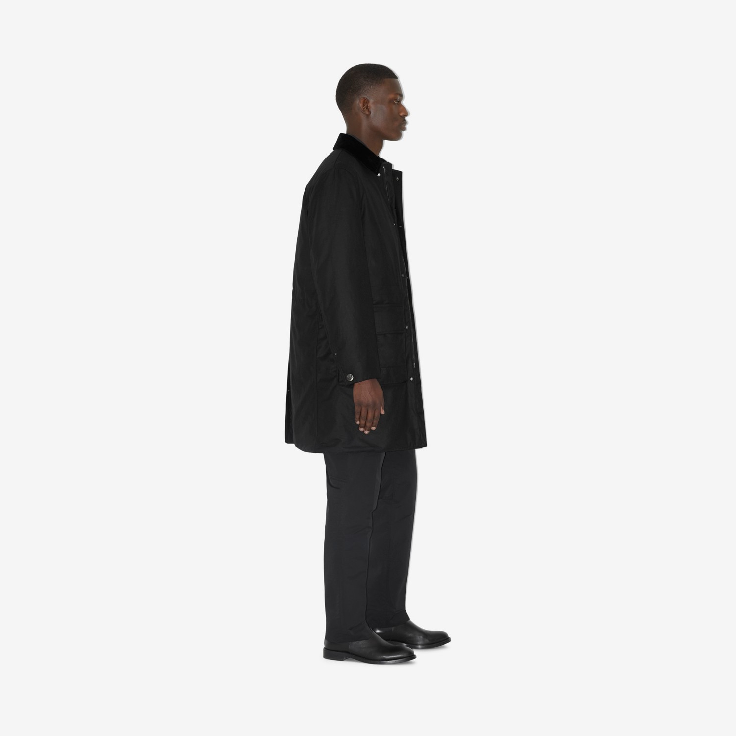 EKD Motif Waxed Cotton Car Coat in Black - Men | Burberry® Official