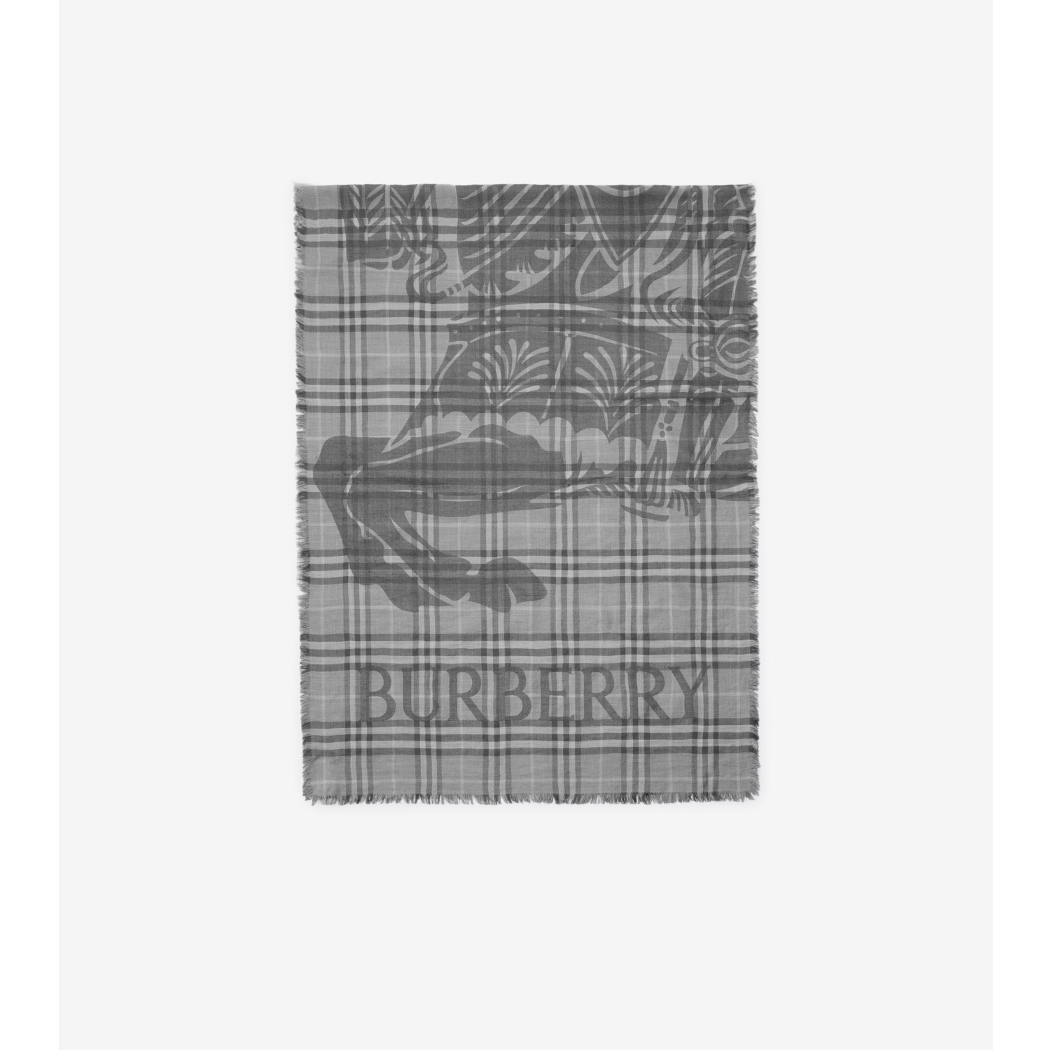 Wide EKD Check Wool Silk Scarf