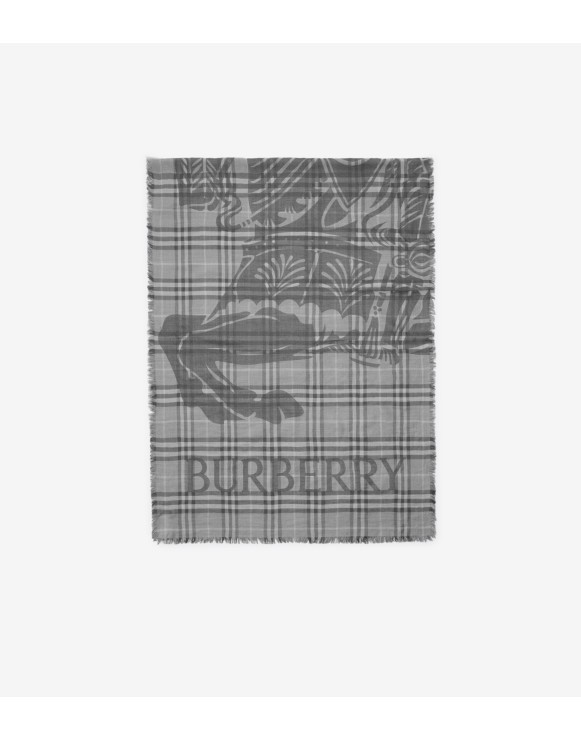 Wide EKD Check Wool Silk Scarf