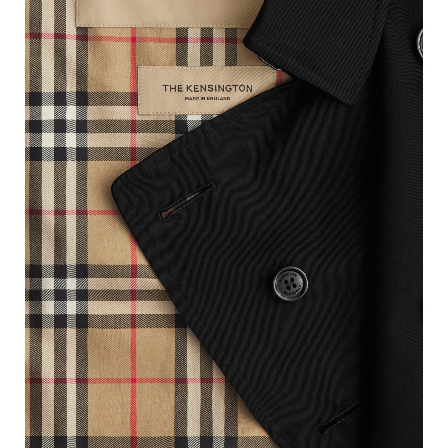 Mid-length Kensington Heritage Trench Coat in Black - Men, Cotton Gabardine | Burberry® Official