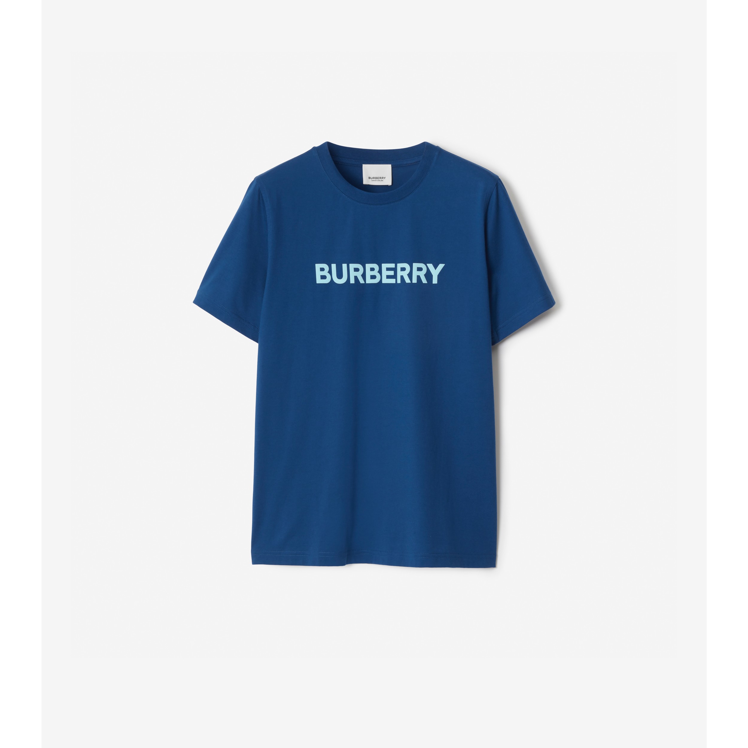 Logo Print Cotton T-Shirt In Rich Navy - Women | Burberry® Official