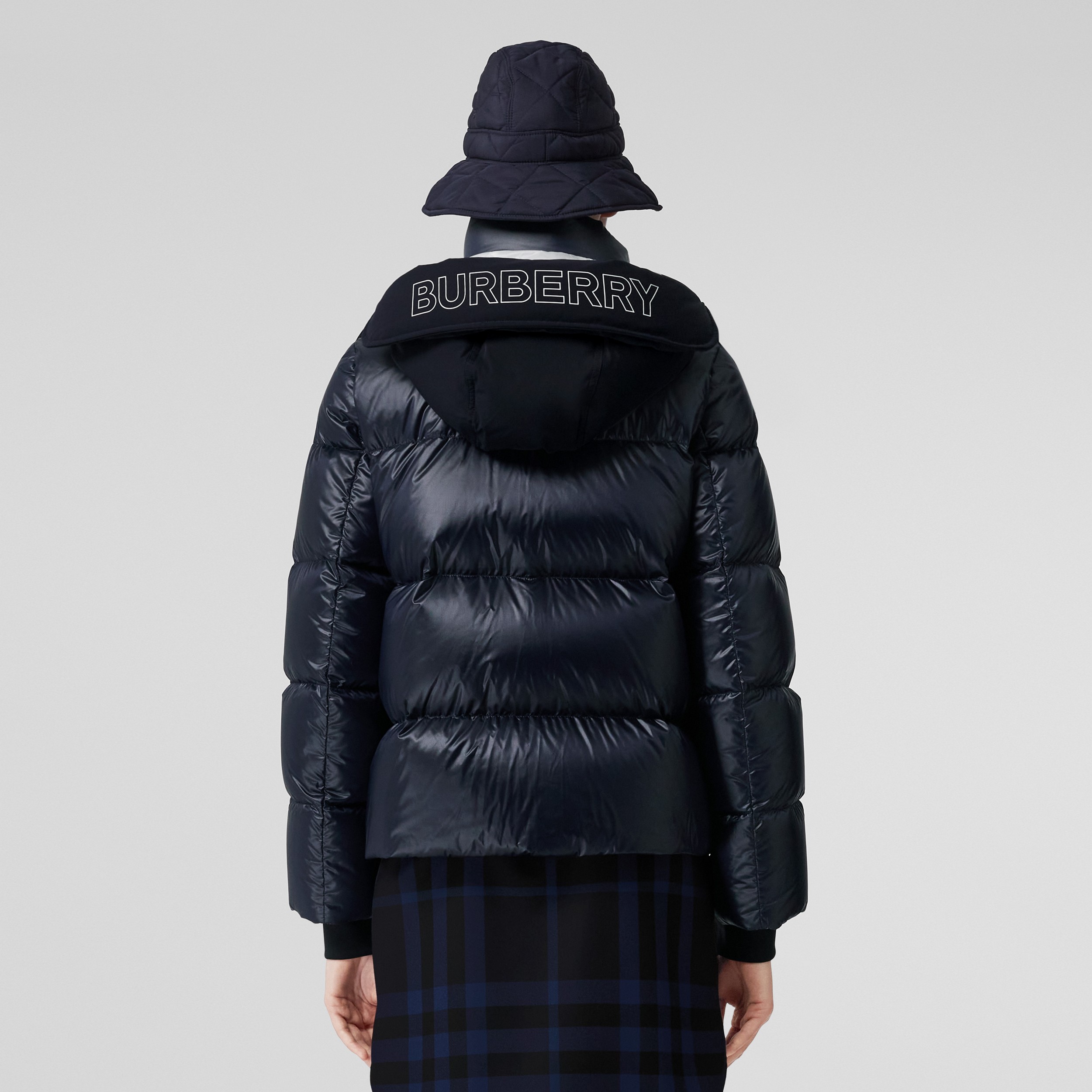 Detachable Hood Nylon Puffer Jacket in Coal Blue - Women | Burberry® Official - 3