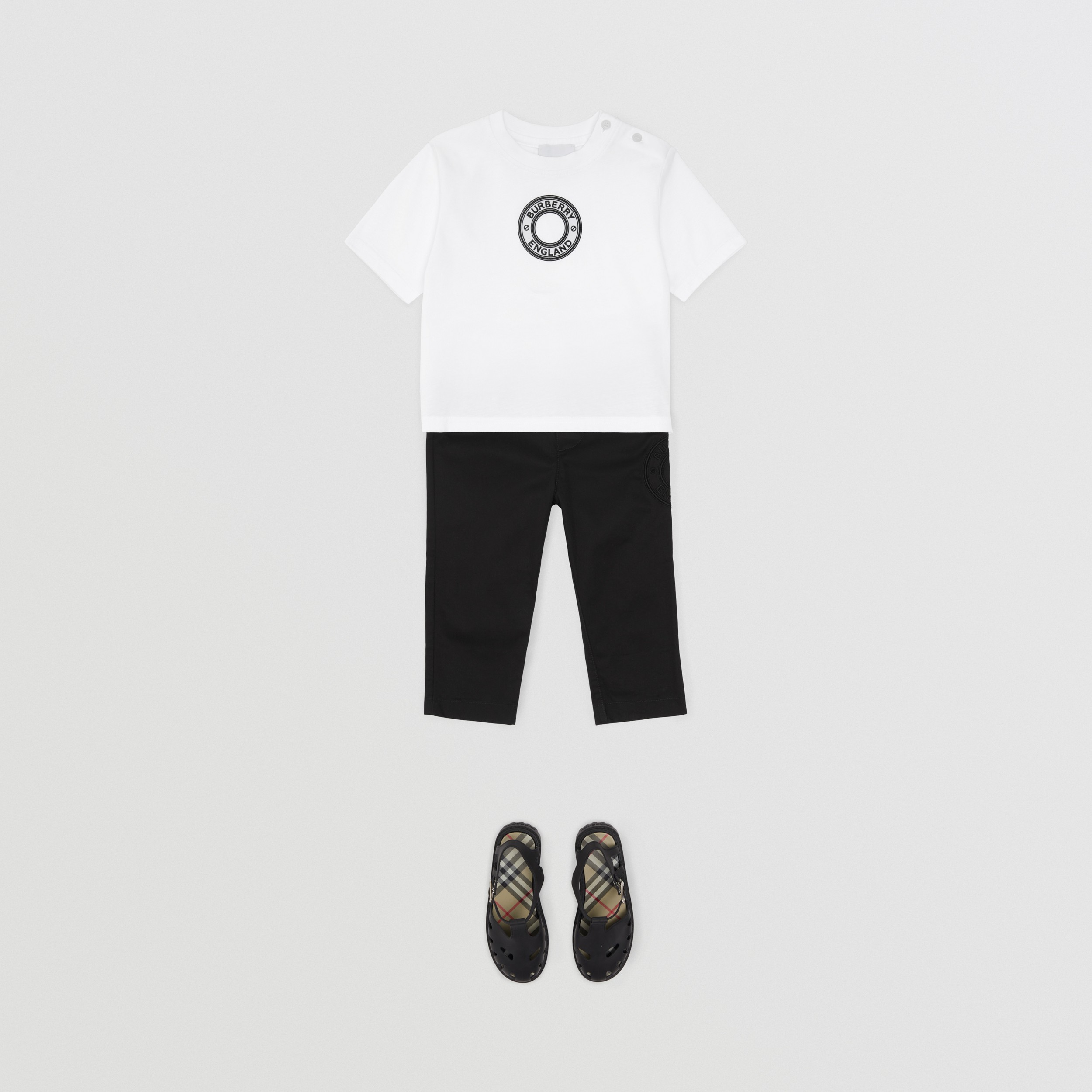 徽标图案棉质 T 恤衫 (白色) - 儿童 | Burberry® 博柏利官网 - 4