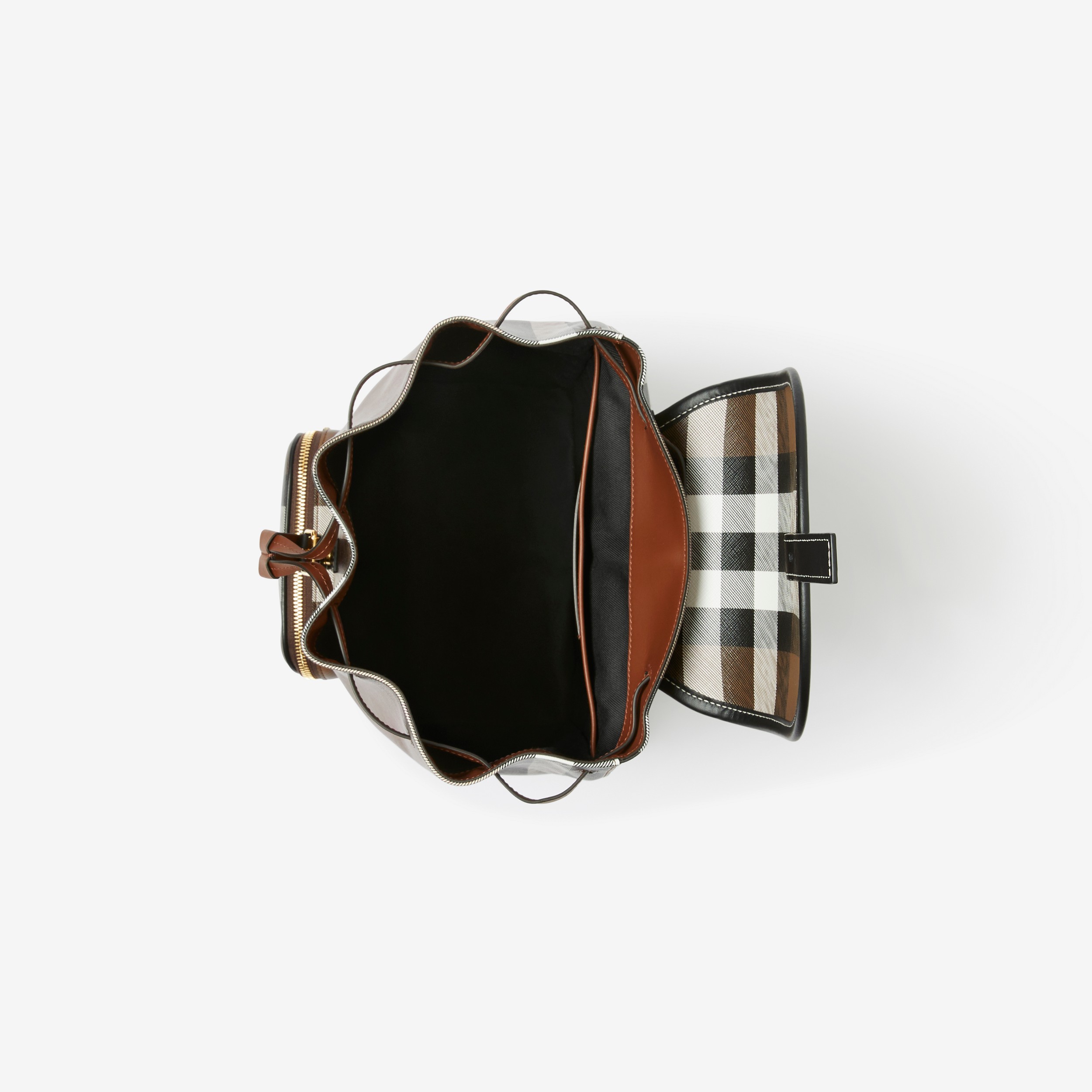 Check and Leather Backpack in Dark Birch Brown - Women | Burberry® Official - 4