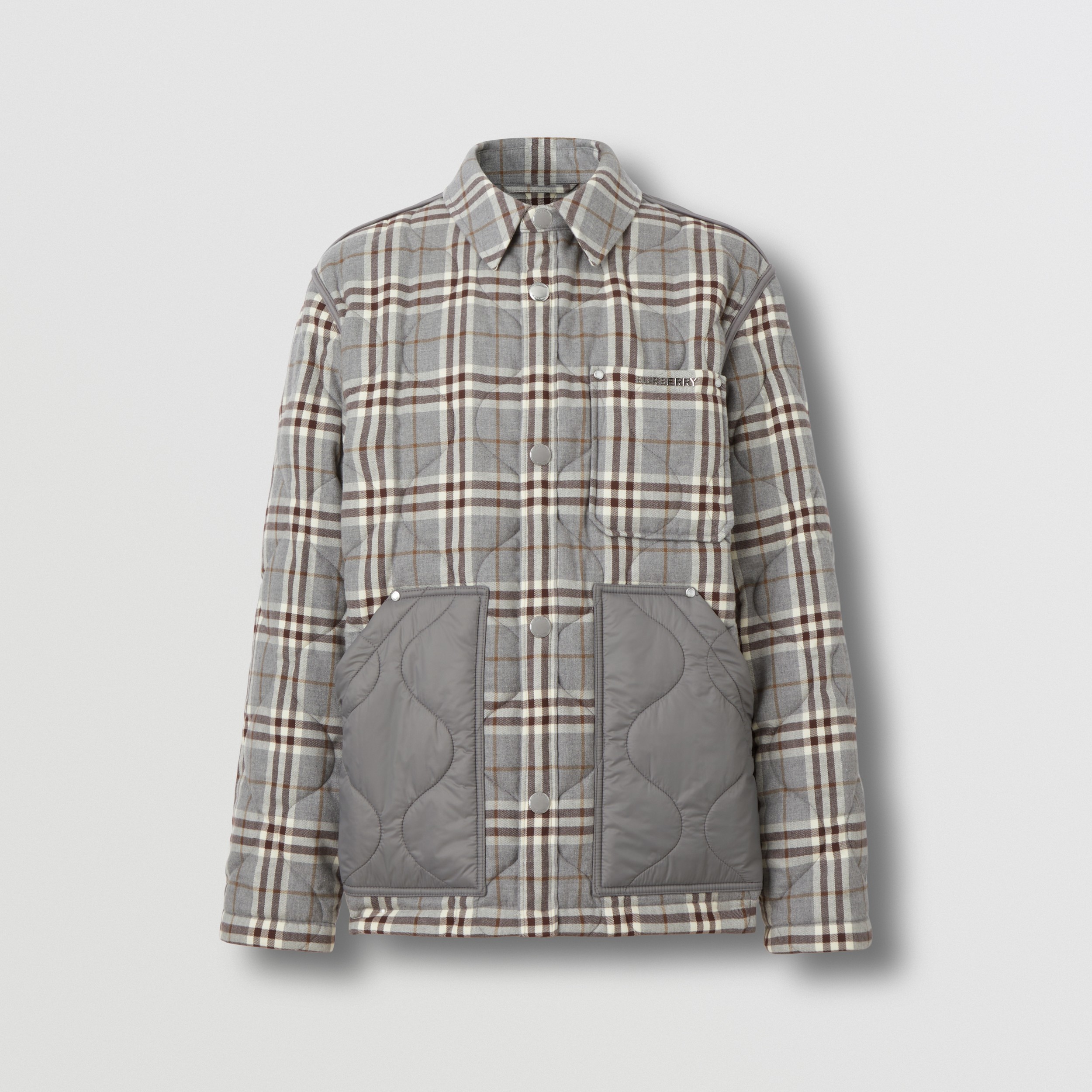 Vintage Check Cotton Flannel Overshirt in Seal Grey - Men | Burberry® Official - 4