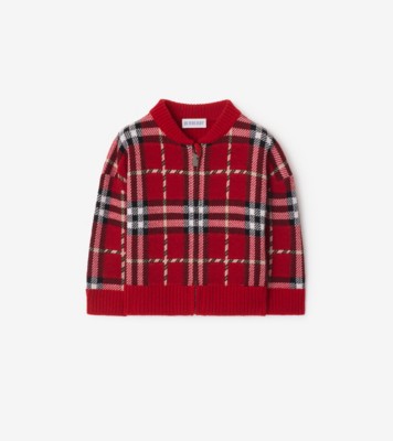 バーバリー ウールチェックボンバージャケット レッド Burberry チェック ボンバージャケット | レッド | FARFETCH JP