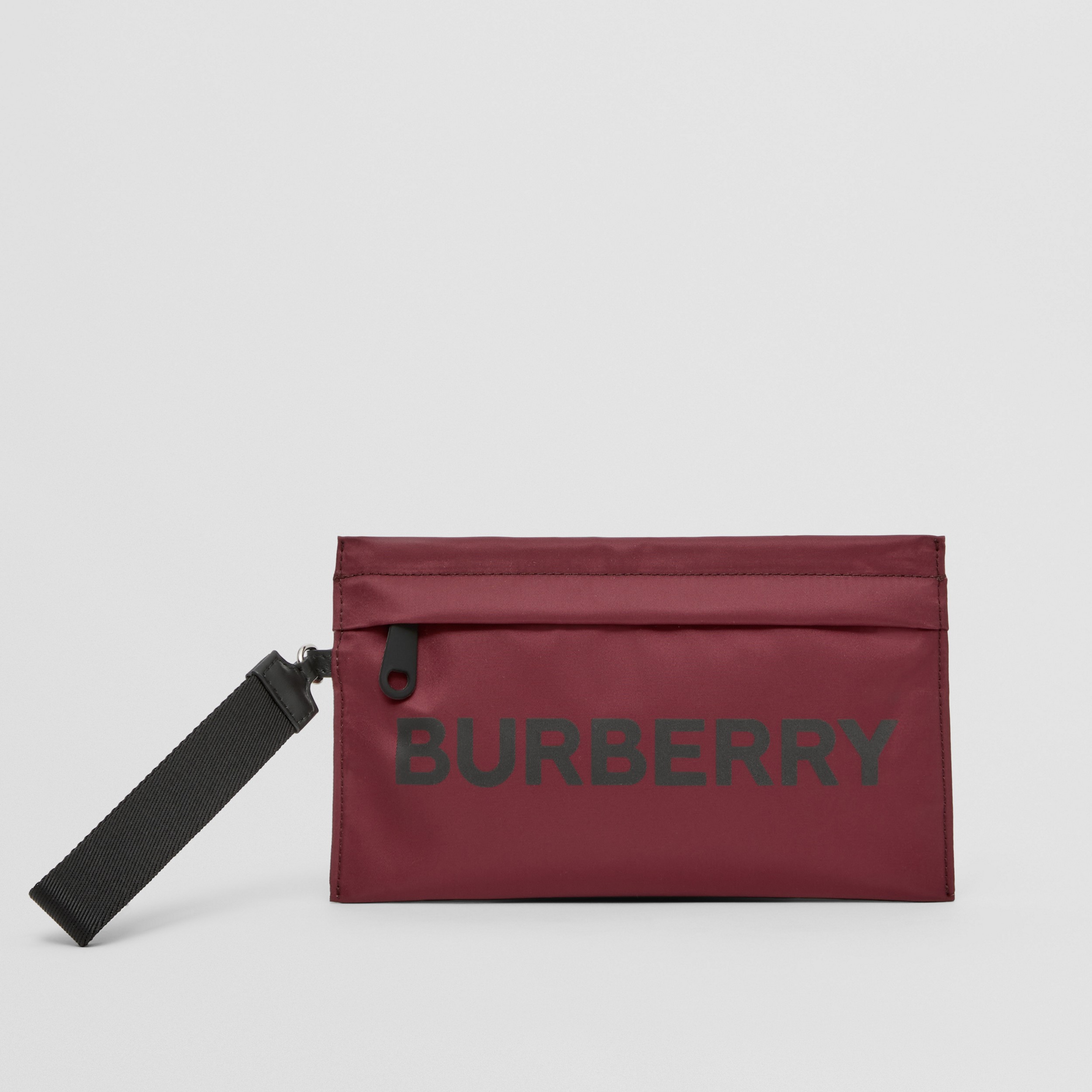 Bolsa pouch de nylon com estampa de logotipo (Vermelho Borgonha) - Mulheres | Burberry® oficial - 1