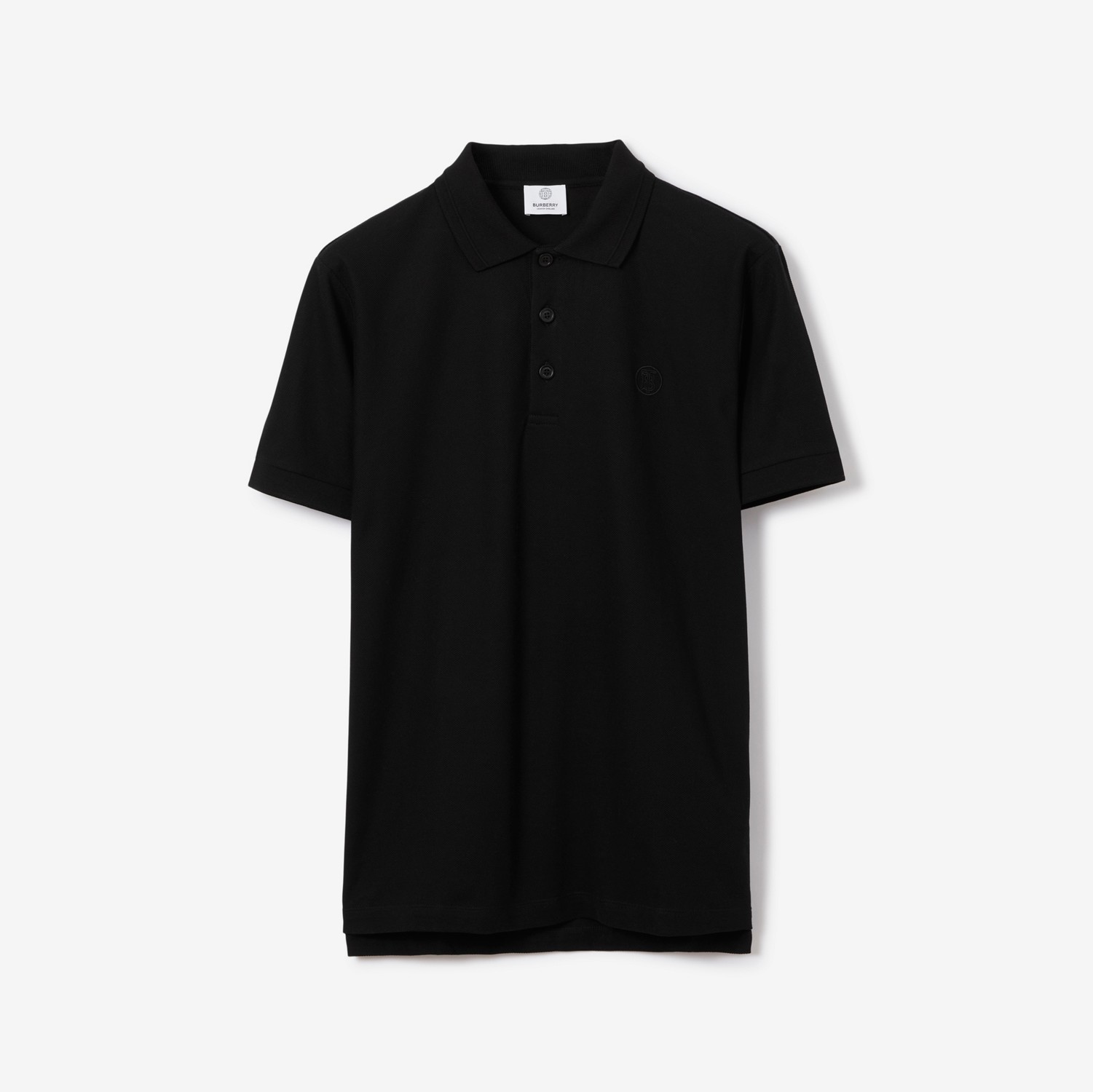 Camisa polo de algodão piquê com estampa de monograma (Preto) - Homens | Burberry® oficial