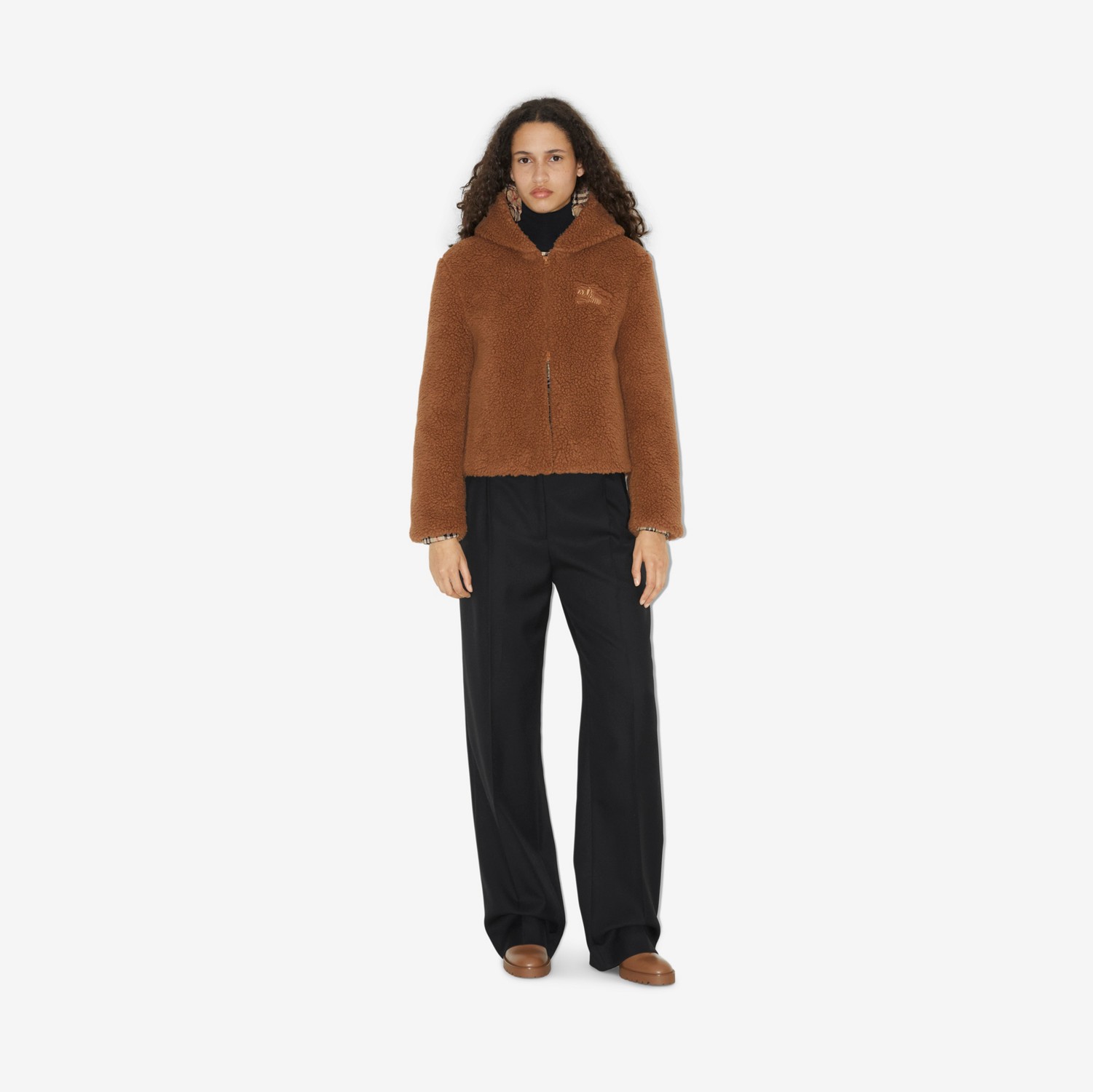 EKD Fleece Hooded Jacket in Dusty Caramel - Women | Burberry® Official