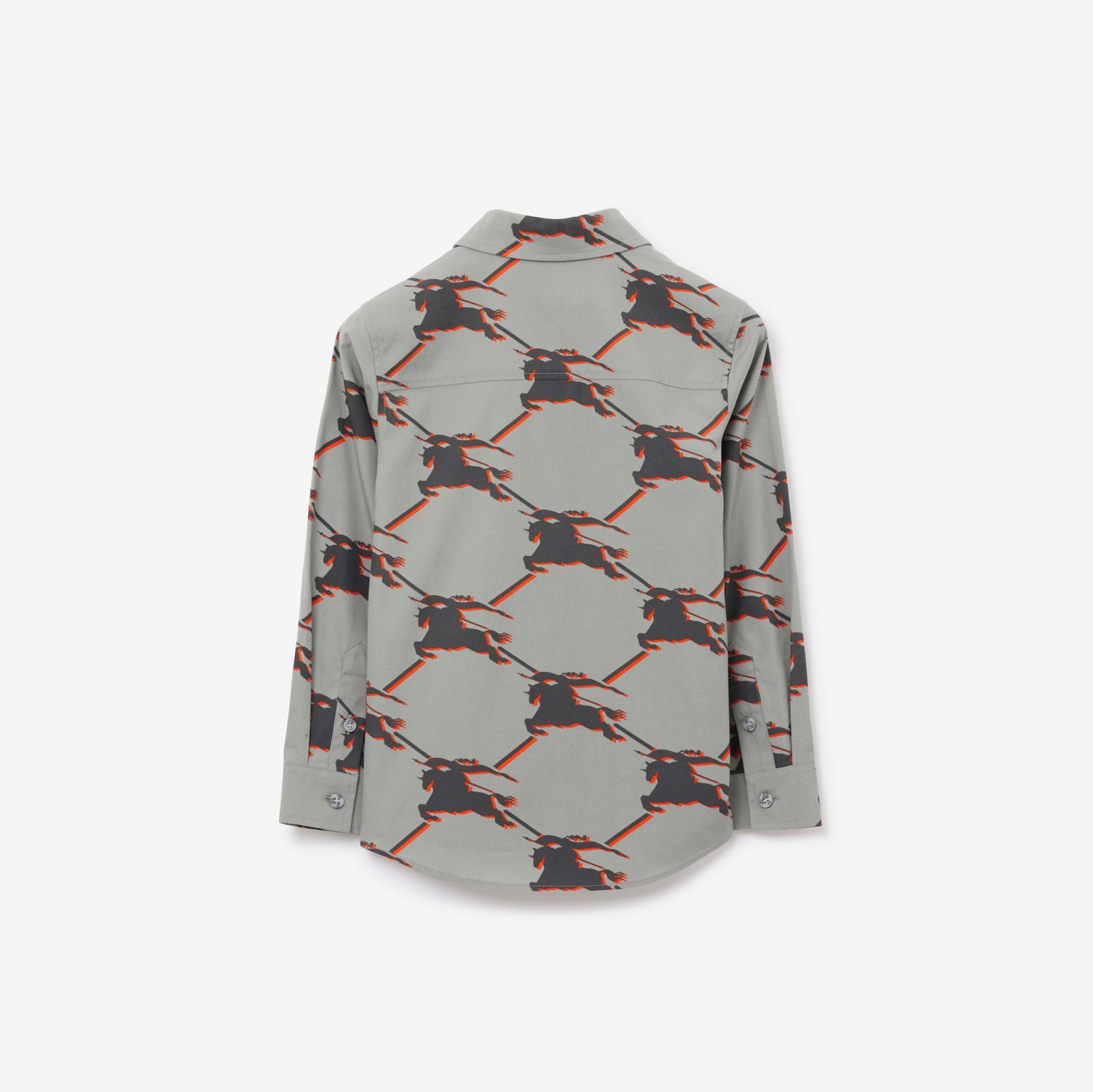 马术骑士徽标弹力棉质衬衫 (冷炭灰色) | Burberry® 博柏利官网