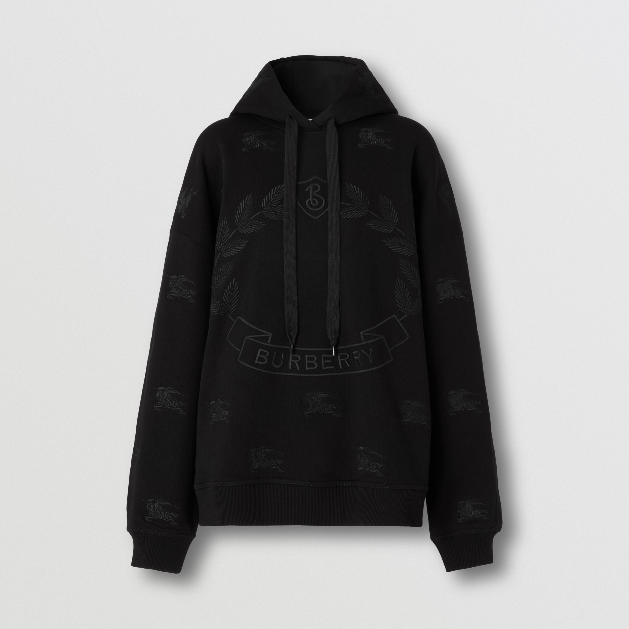 Embroidered EKD Cotton Oversized Hoodie in Black - Women | Burberry® Official - 4