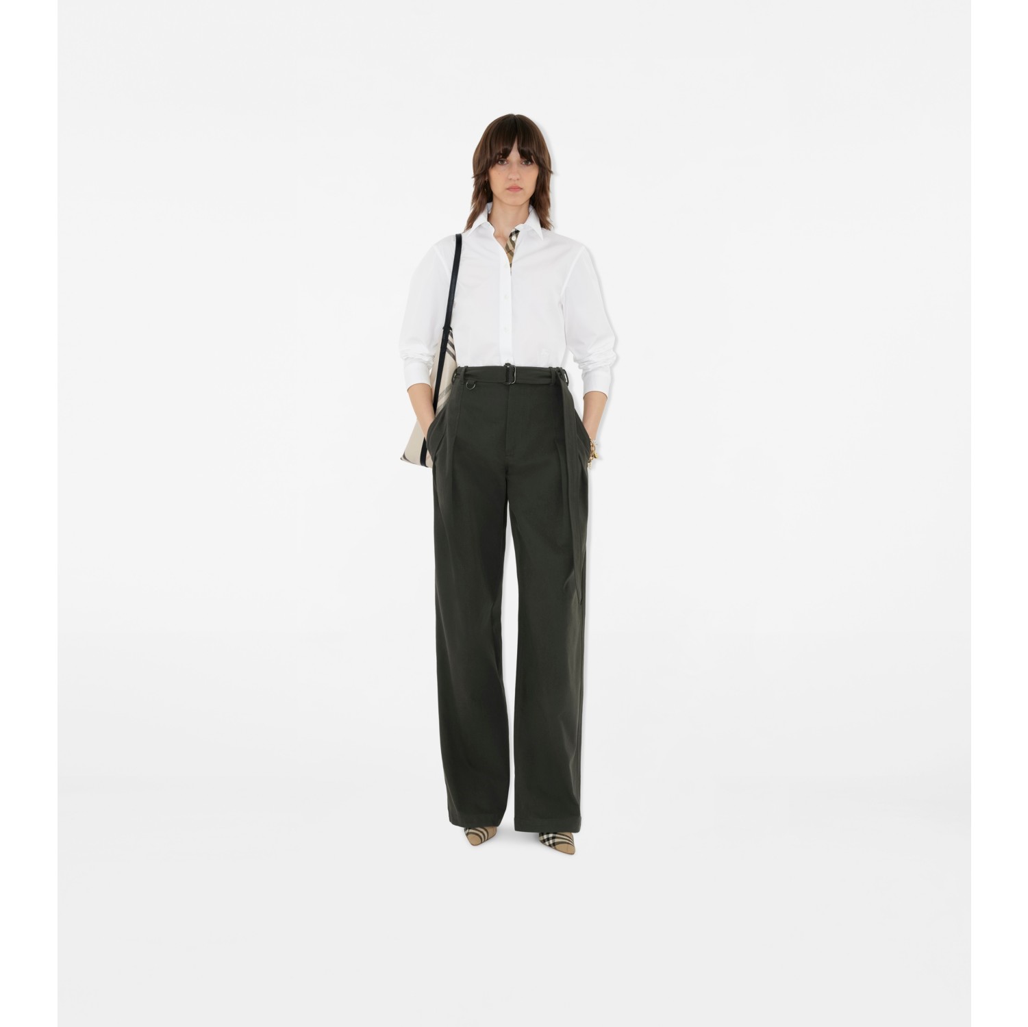 Chemise droite en popeline de coton