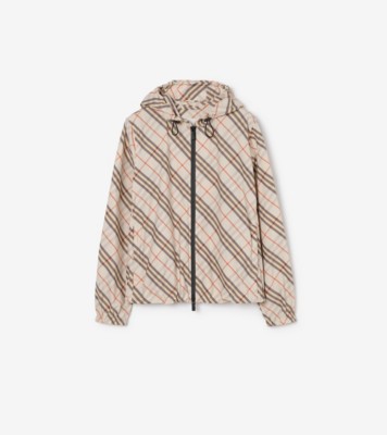 Check Salcombe Hooded Jacket​ in Pebble beige - Women, Nylon | Burberry® Official