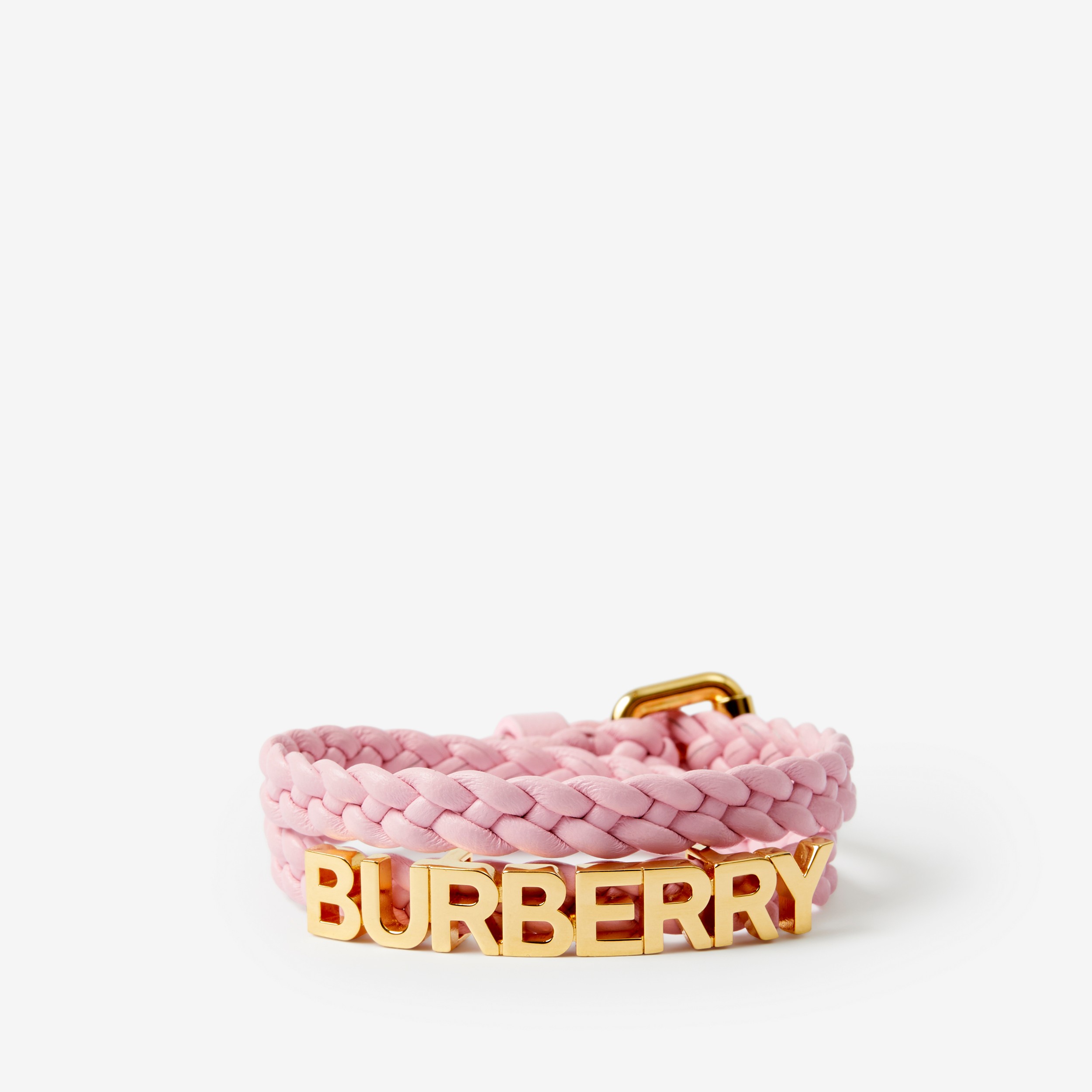 Gold-plated Logo Leather Bracelet in Light Gold/soft Blossom - Women | Burberry® Official - 1