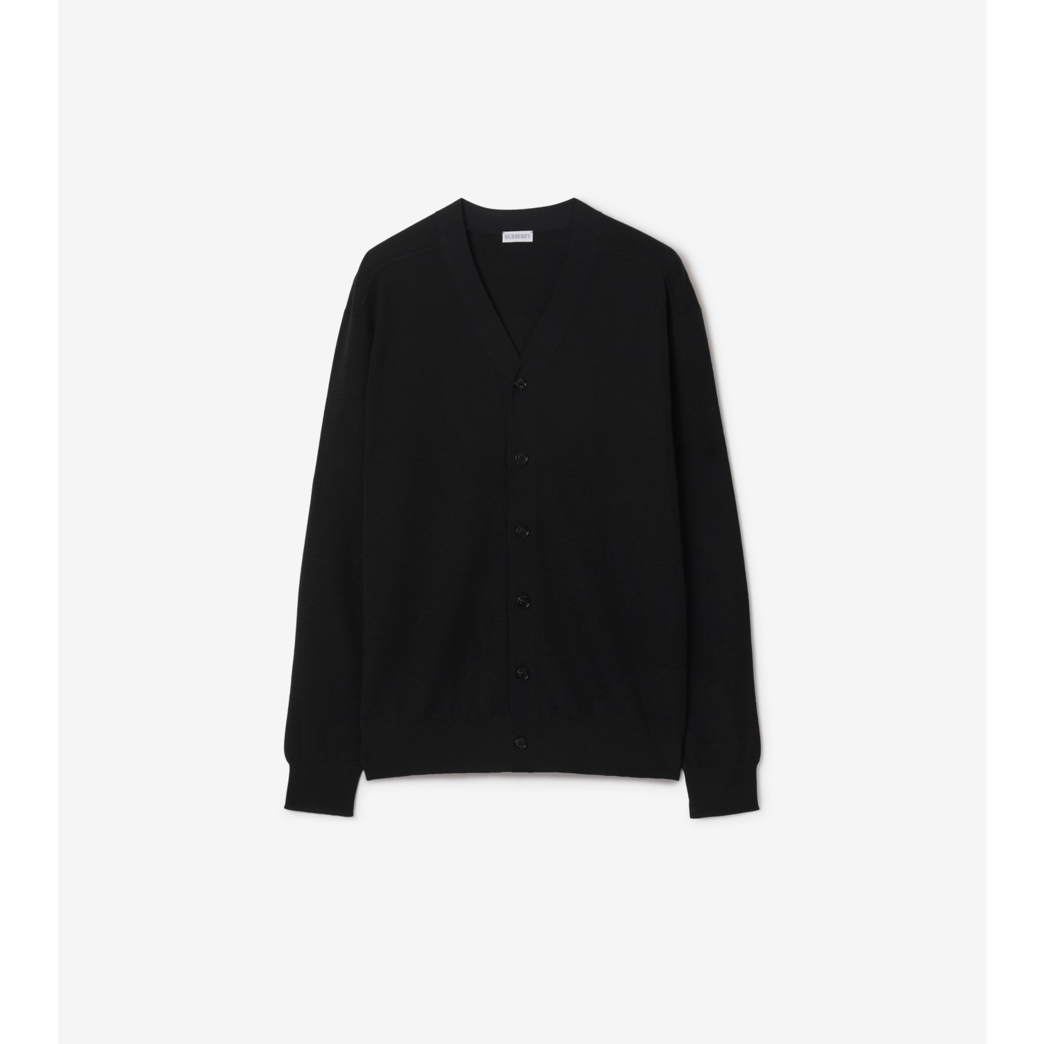 Wool Cardigan in Black Men Burberry Official