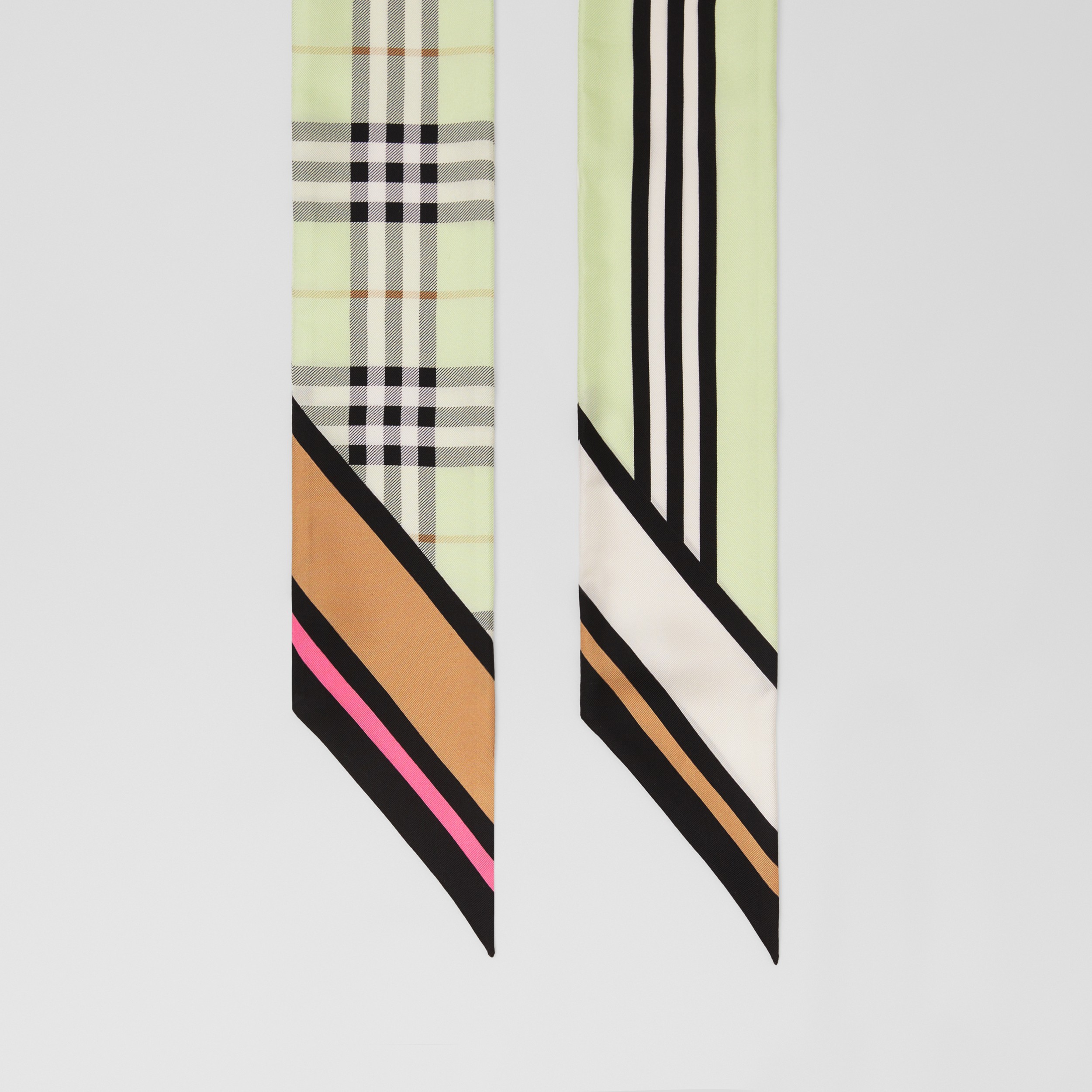 Montage Print Silk Skinny Scarf in Pistachio - Women | Burberry® Official - 3