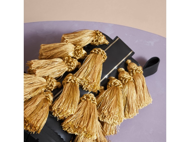 Tassel Detail Leather Army Boots Burberry