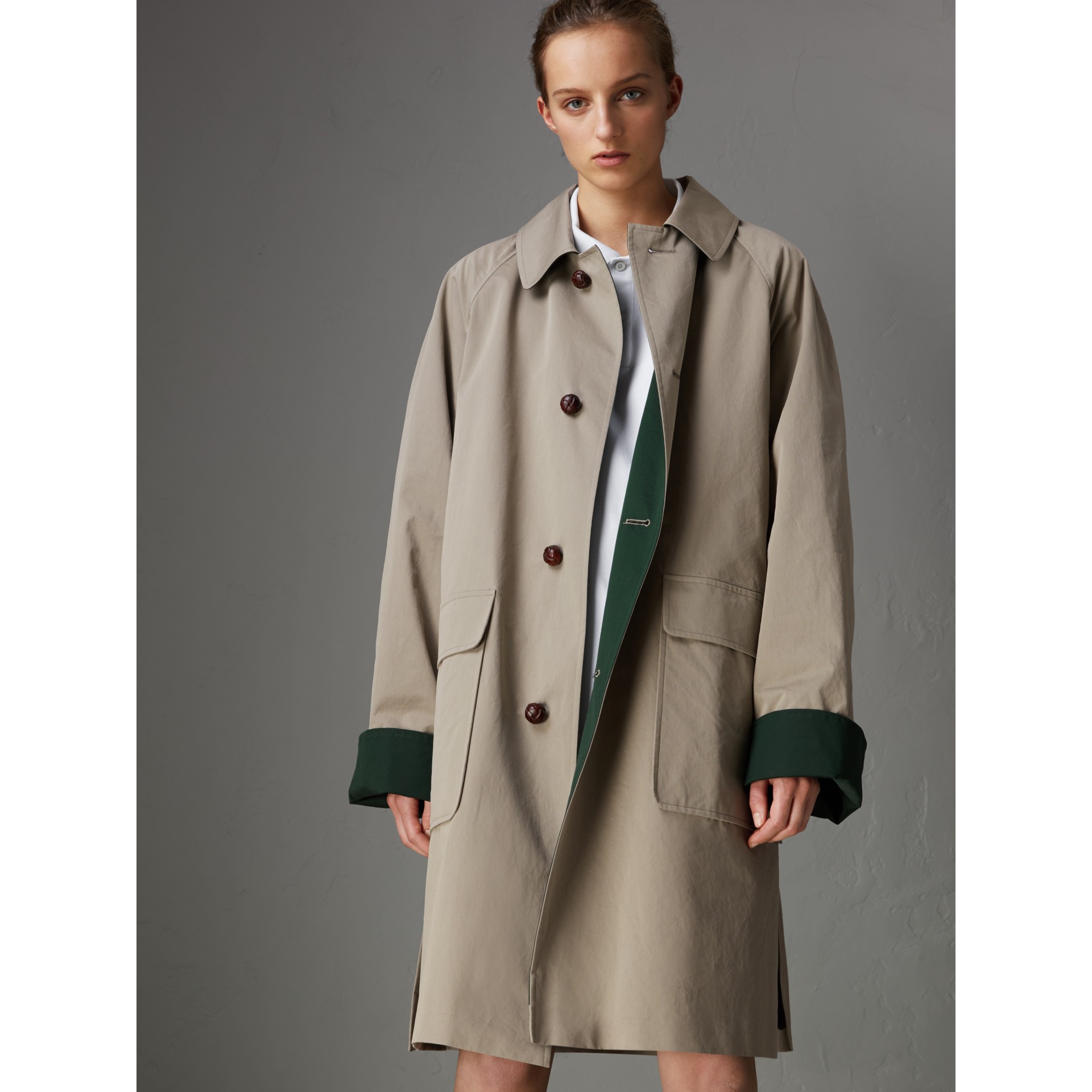 Reissued Waxed Cotton Gabardine Car Coat in Khaki - Women | Burberry ...