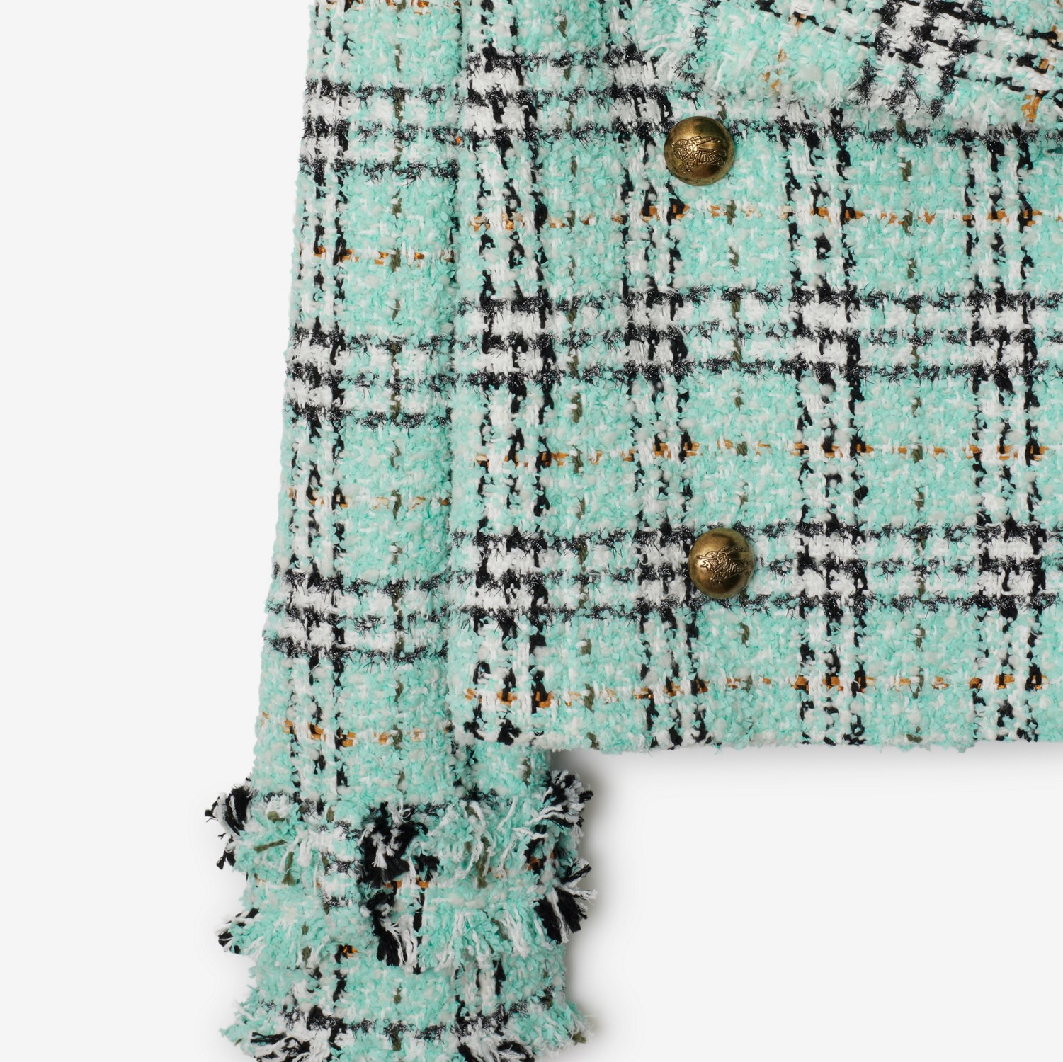 Check Bouclé Jacket in Surf - Women, Cotton, Nylon Check Bouclé Jacket in Surf - Women, Cotton, Nylon