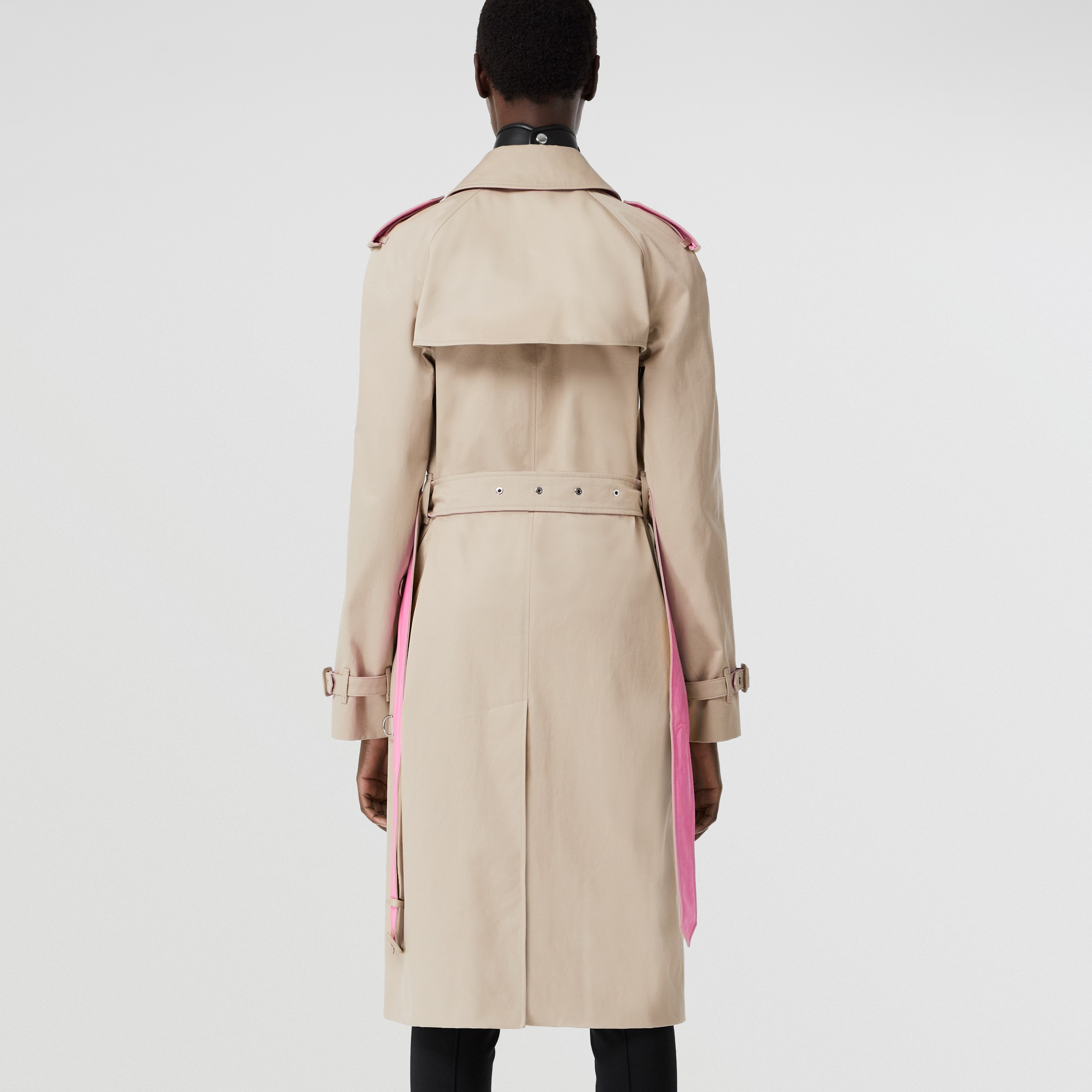 Contrast Trim Cotton Gabardine Trench Coat in Soft Fawn - Women | Burberry® Official - 3