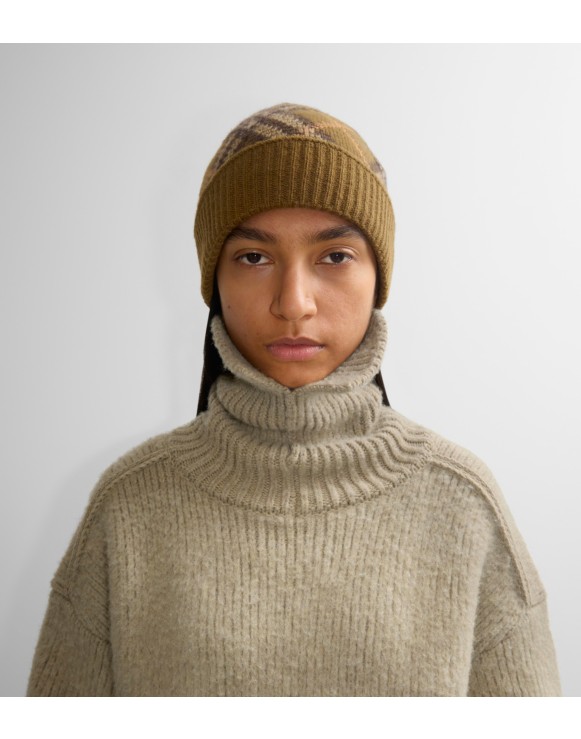 Check Cashmere Beanie