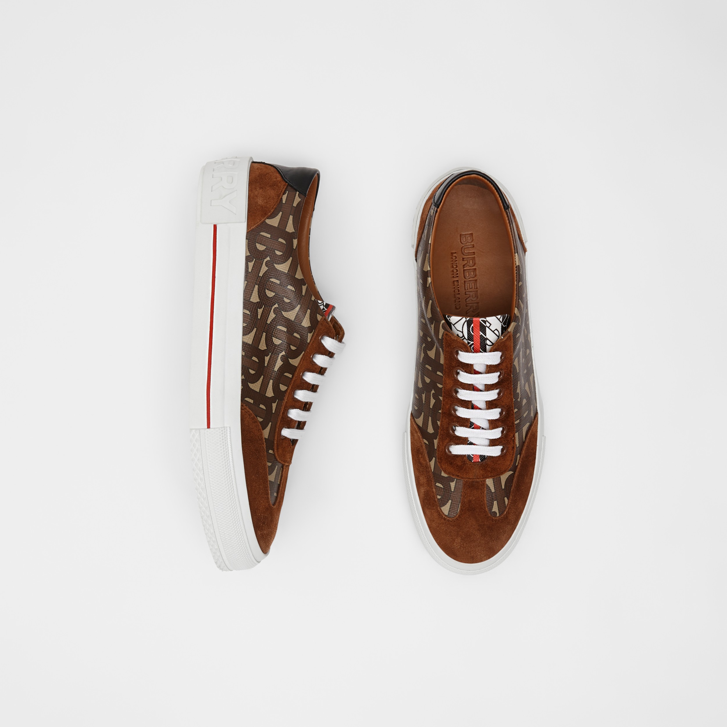 burberry suede detail monogram stripe sneakers