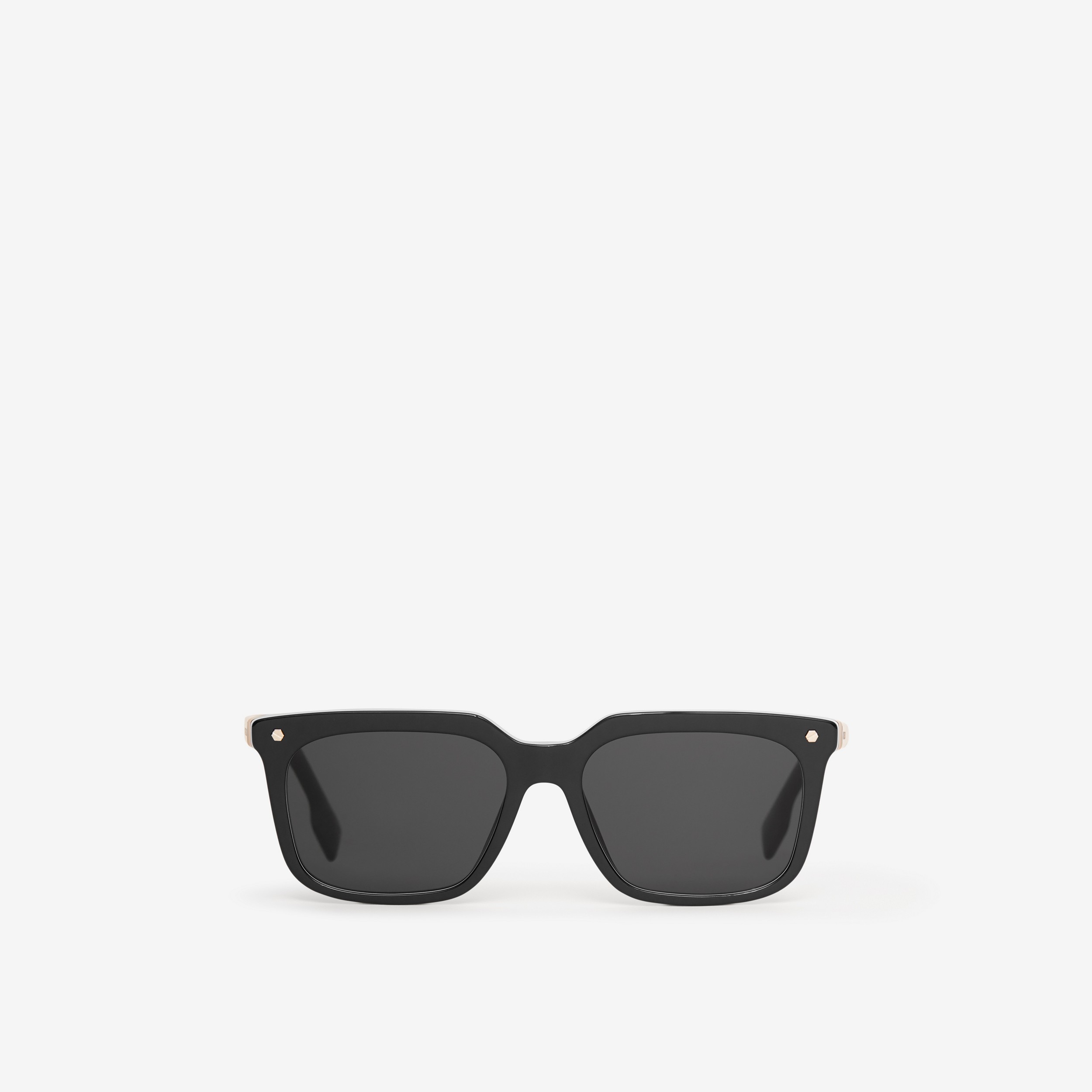 条纹细节方框太阳眼镜 (黑色) | Burberry® 博柏利官网 - 1