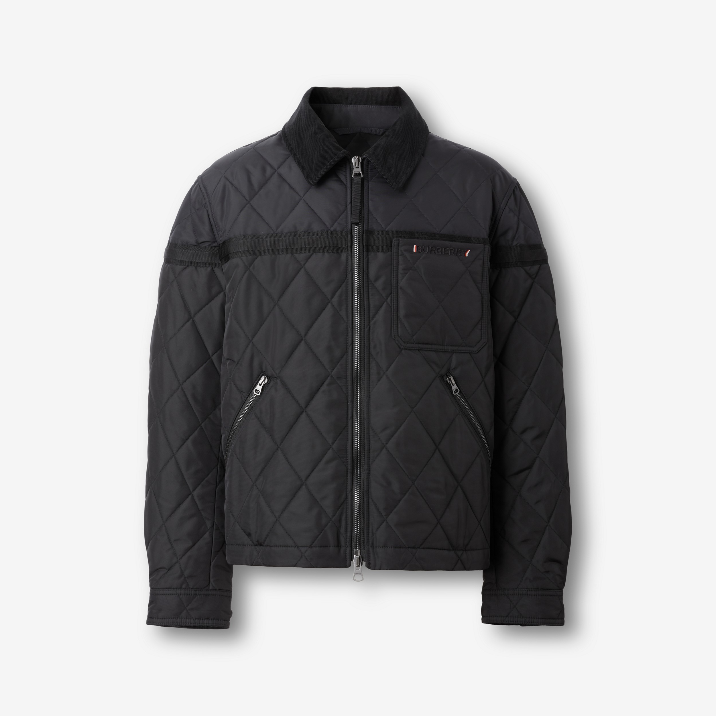 Corduroy Collar Diamond Quilted Barn Jacket in Black - Men | Burberry® Official - 1