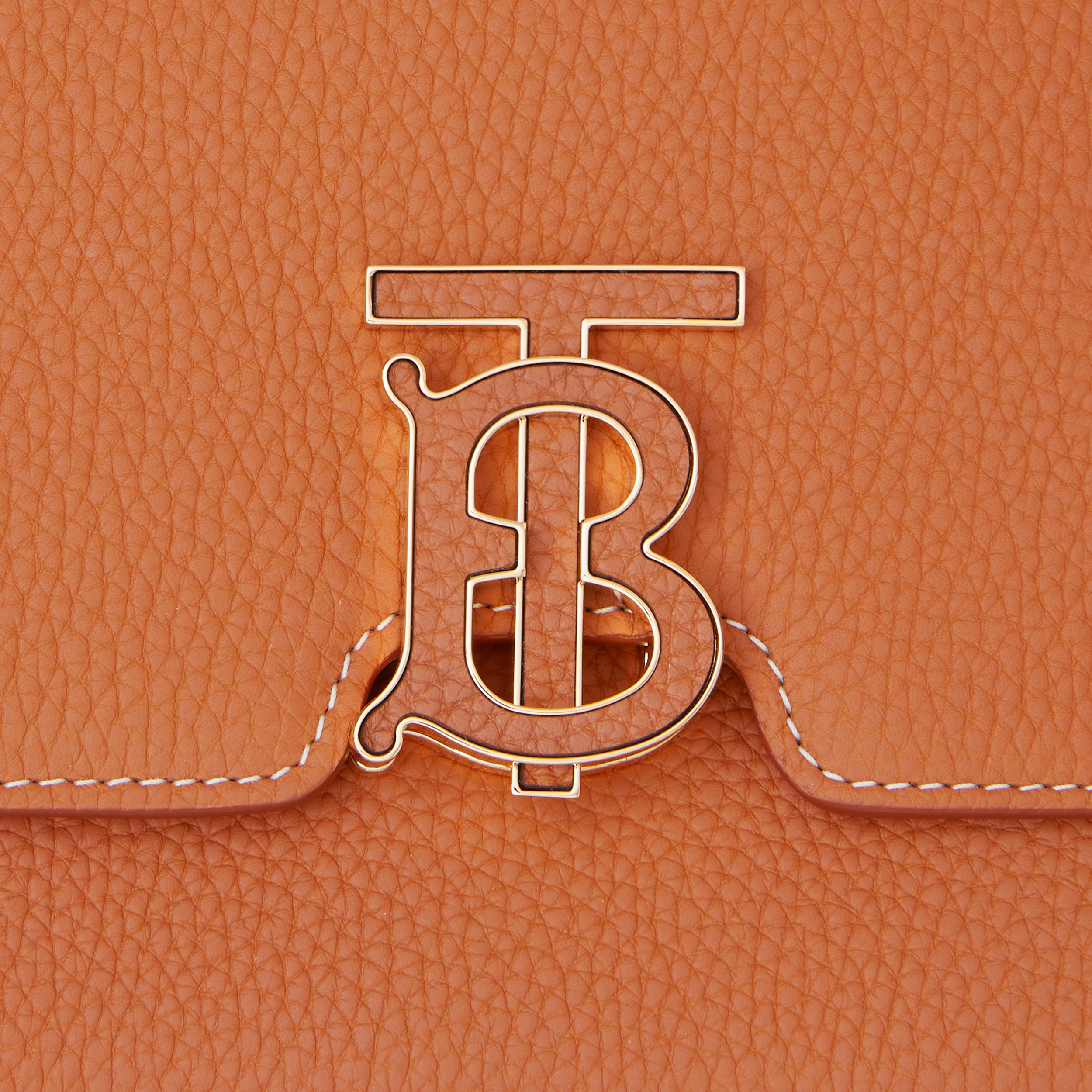 Small Topstitched Grainy Leather TB Bag in Warm Russet Brown - Women | Burberry® Official - 2