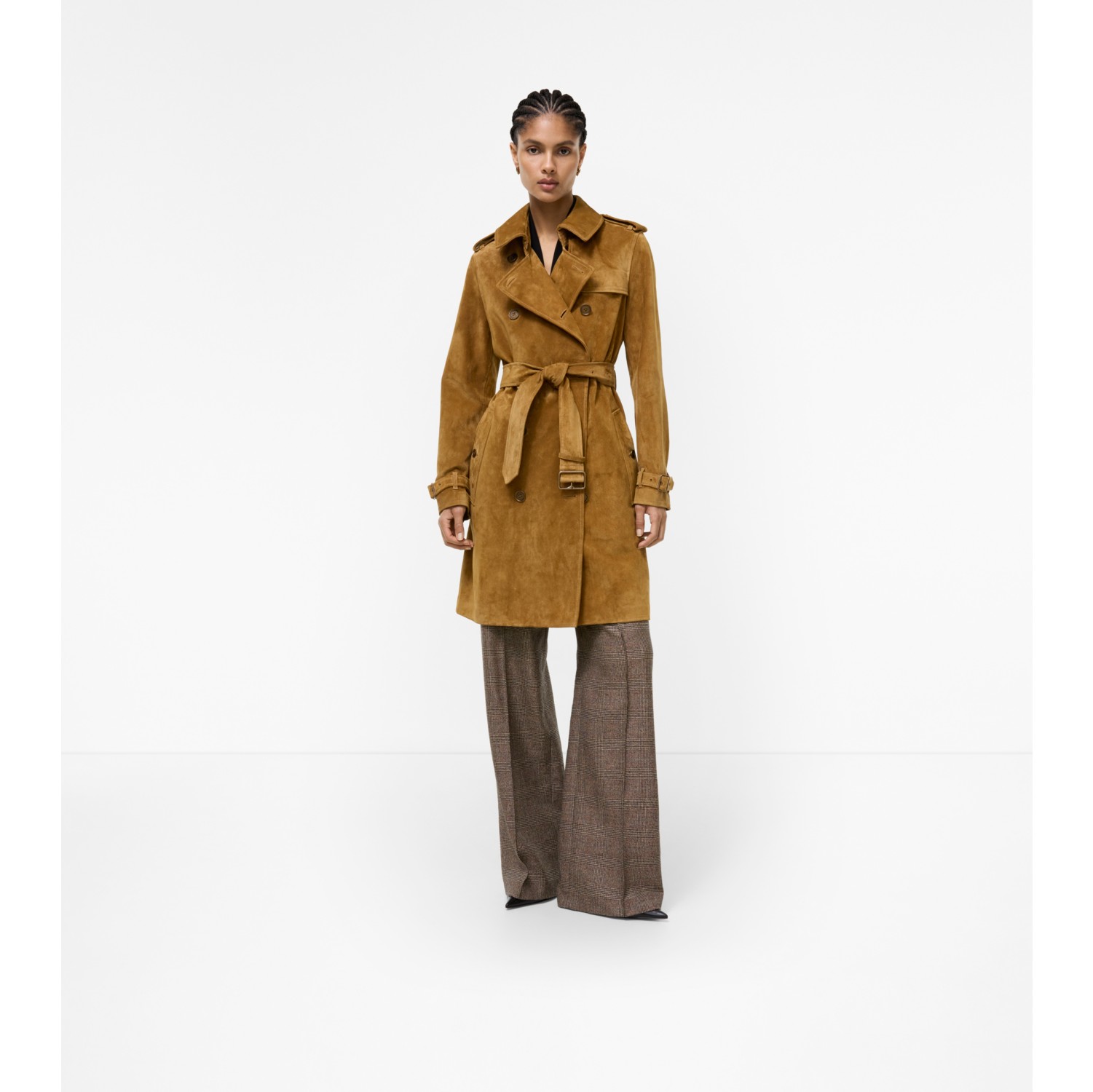 Mid-length Suede Kensington Trench Coat in Tan brown - Women