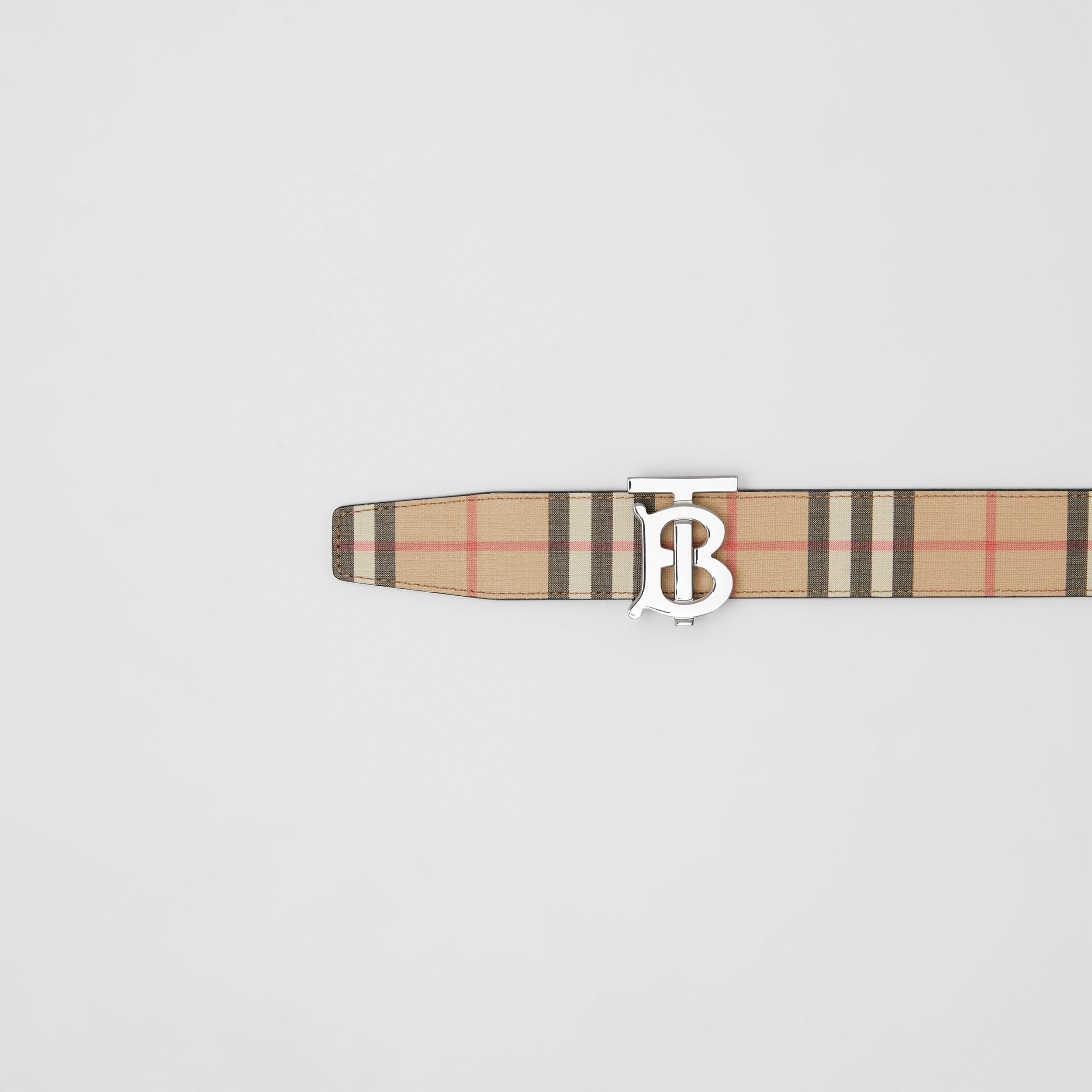 Reversible Monogram Motif Vintage Check Belt in Archive Beige/palladium - Men | Burberry® Official - 2