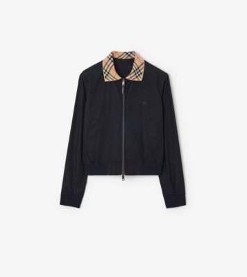 Gabardine Glenfields Harrington Jacket in Navy - Men, Cotton