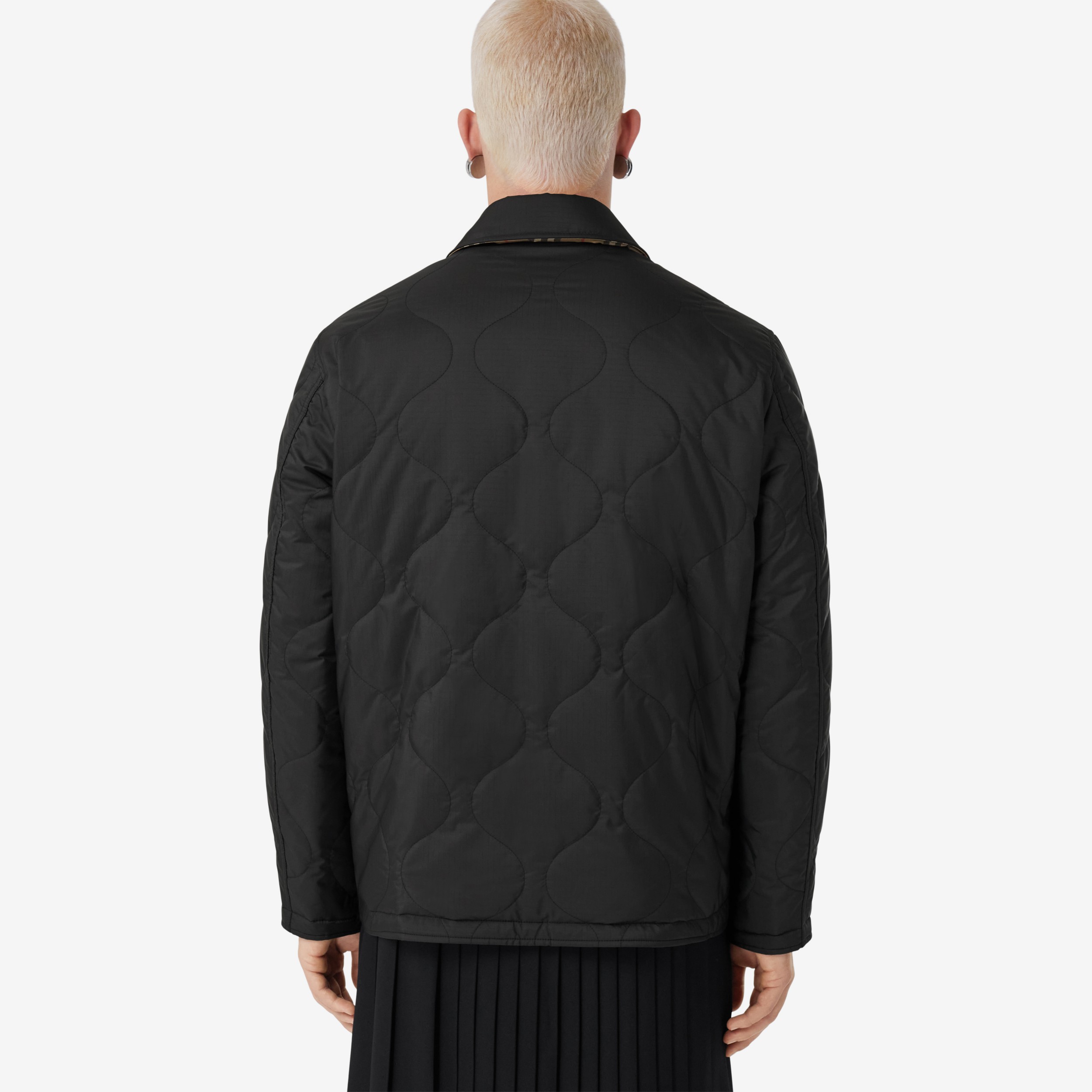 Check Thermoregulated Reversible Overshirt in Black | Burberry® Official - 3