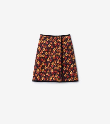 Geranium Leaf Quilted Nylon Skirt in Poppy red - Women | Burberry® Official