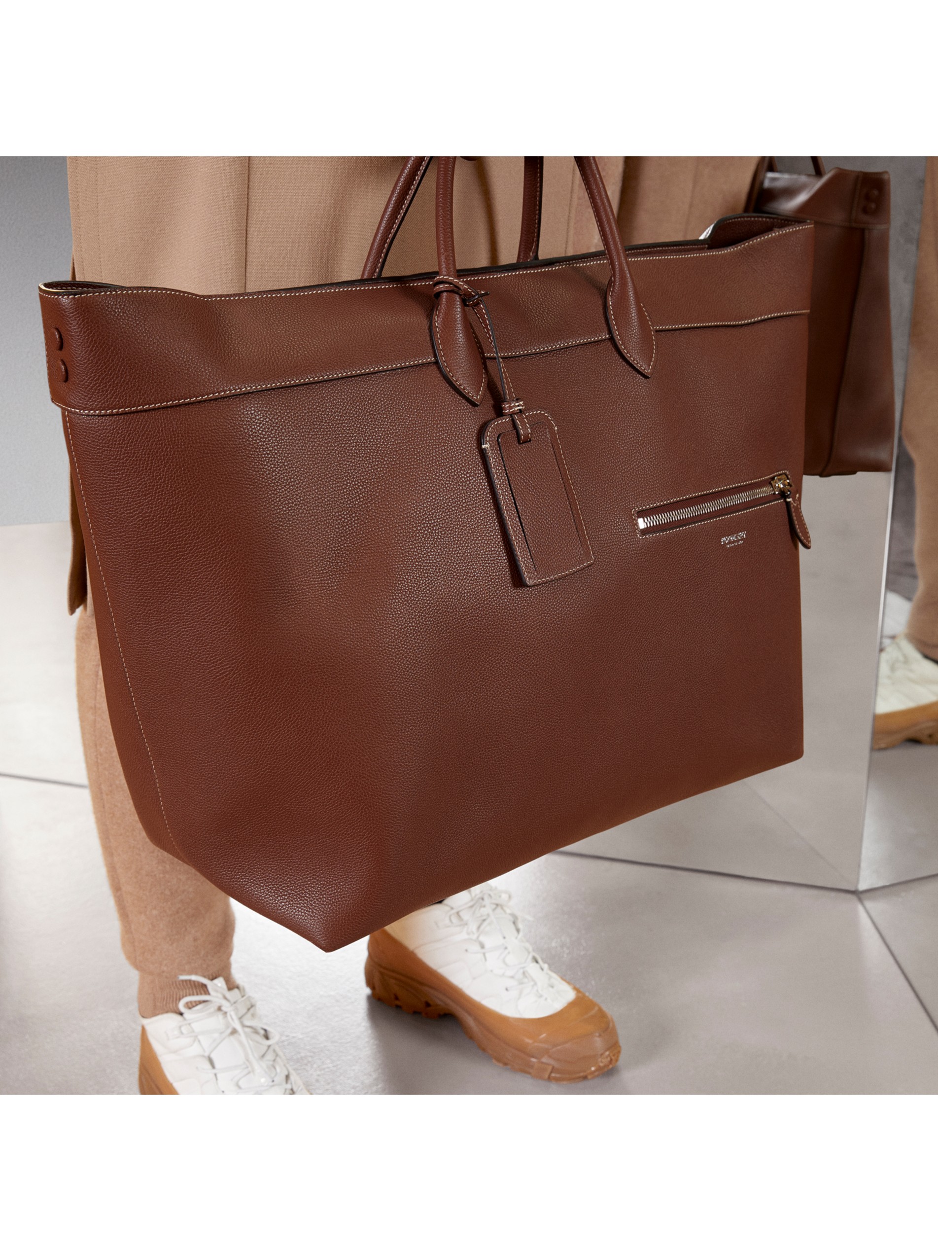 棕褐色 粒纹皮革手提袋 产品图片11