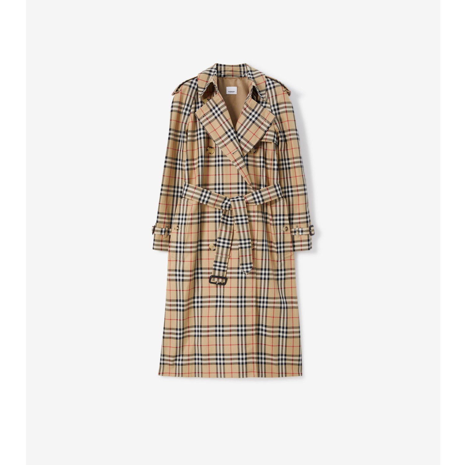 Long Check Gabardine Trench Coat in Archive Beige - Women | Burberry®  Official