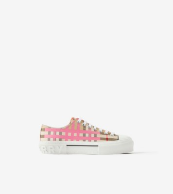 Check Cotton Sneakers In Archive Beige/pink - Women | Burberry® Official