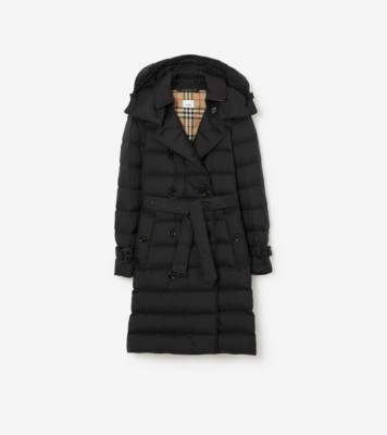 Mid length Nylon Puffer Coat in Black Women Burberry Official