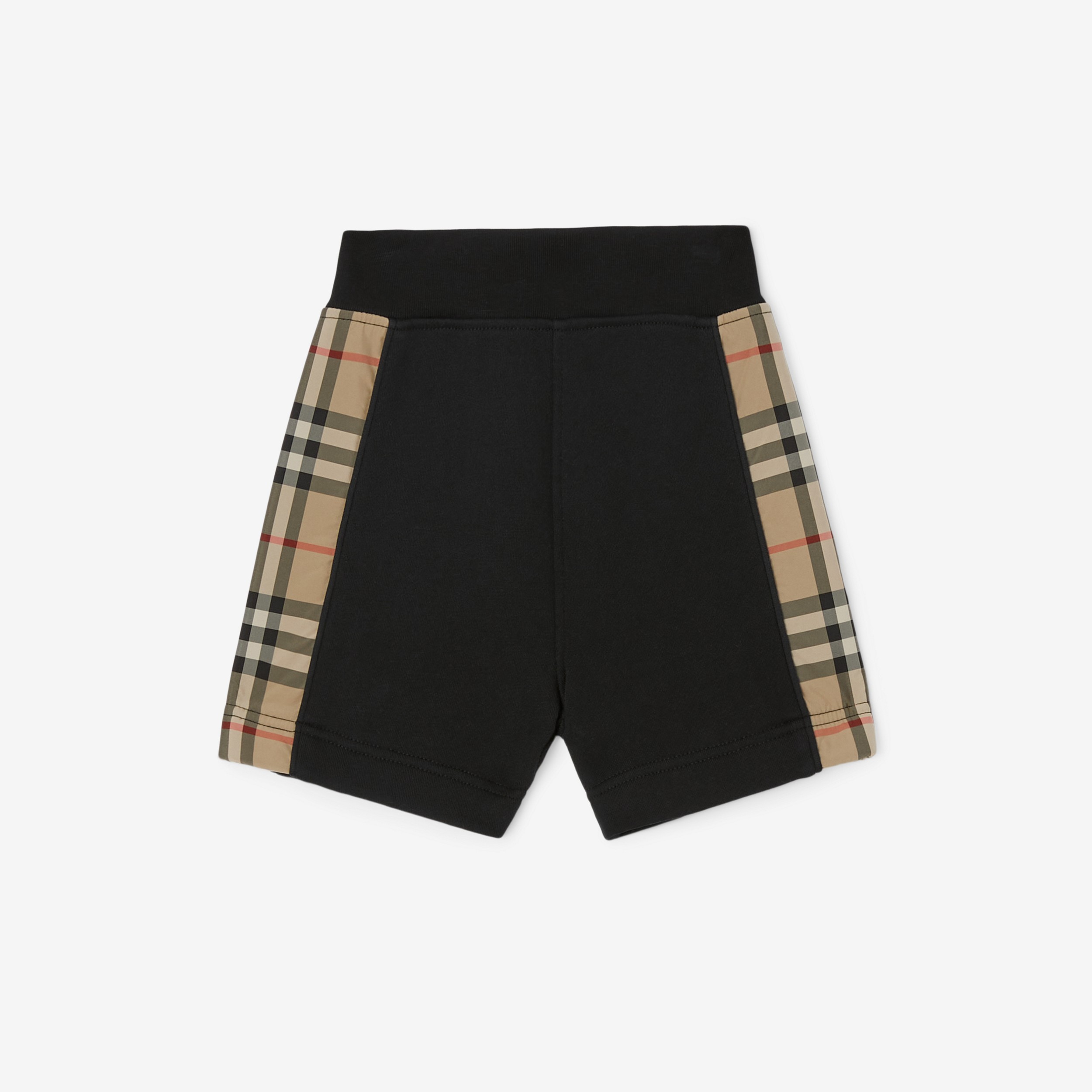 Vintage Check Panel Cotton Shorts in Black - Children | Burberry® Official - 1