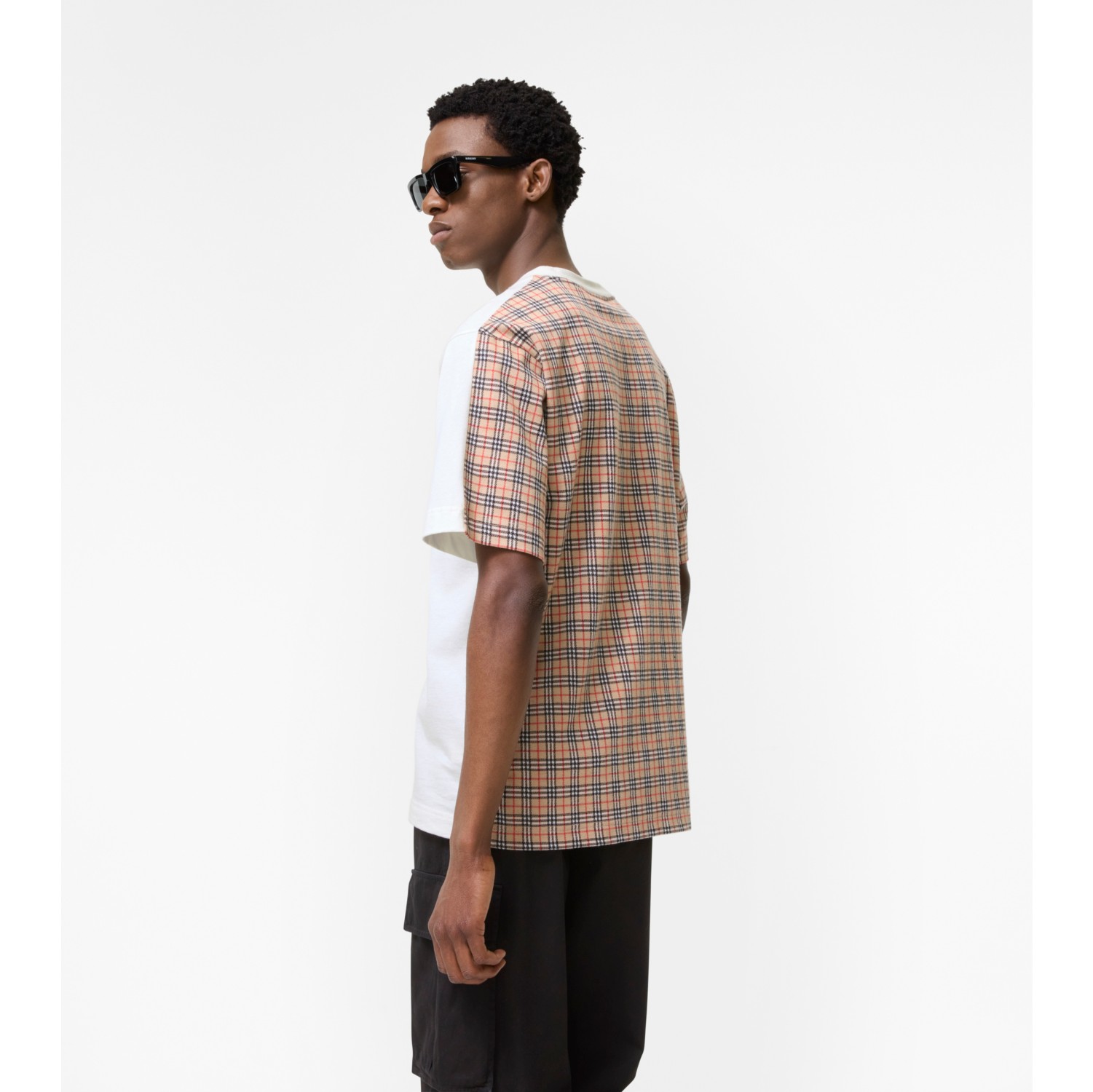 Check Cotton T-shirt in Chalk white - Men | Burberry® Official