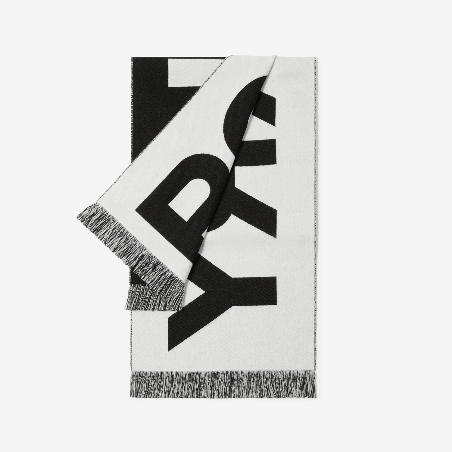 Cachecol de lã com logotipo em jacquard (Preto) | Burberry® oficial
