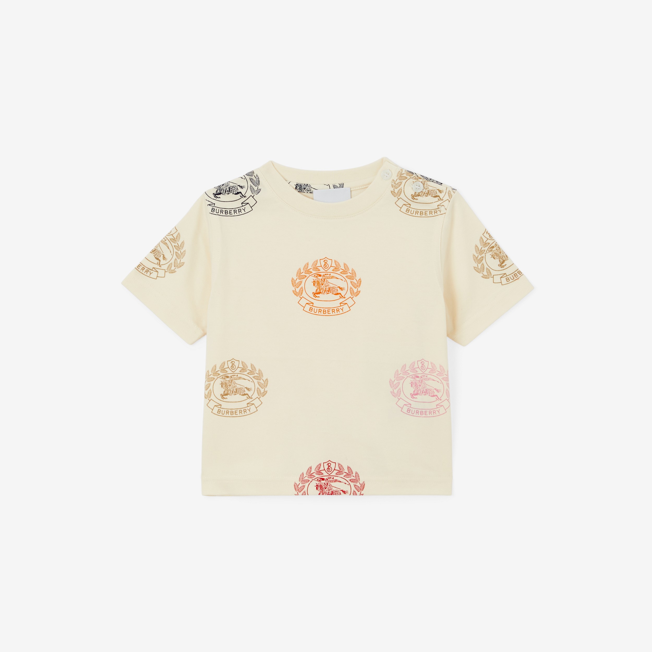 Camiseta em algodão com estampa Equestrian Knight (Creme Claro) - Crianças | Burberry® oficial - 1