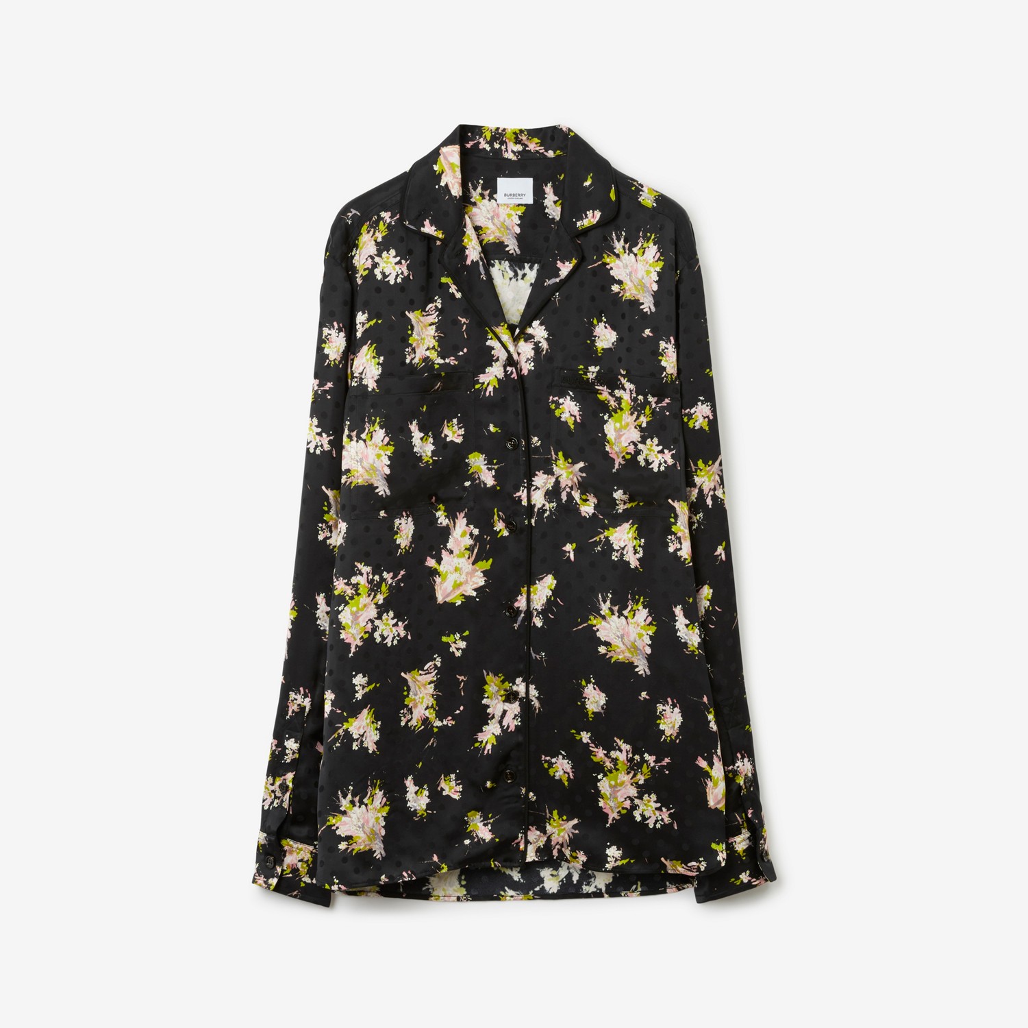 Floral Print Viscose Pyjama Shirt in Black - Women | Burberry® Official