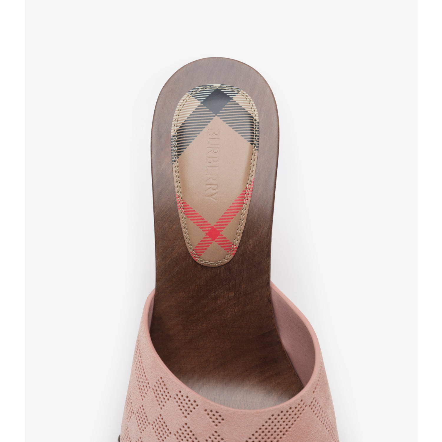 Check Suede Potter Mules​ in Peony pink - Women | Burberry® Official