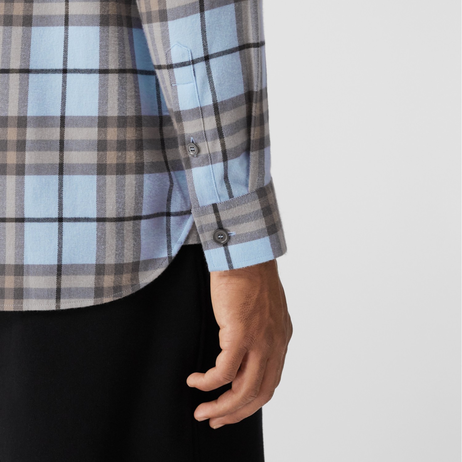 Button-down Collar Check Cotton Flannel Shirt