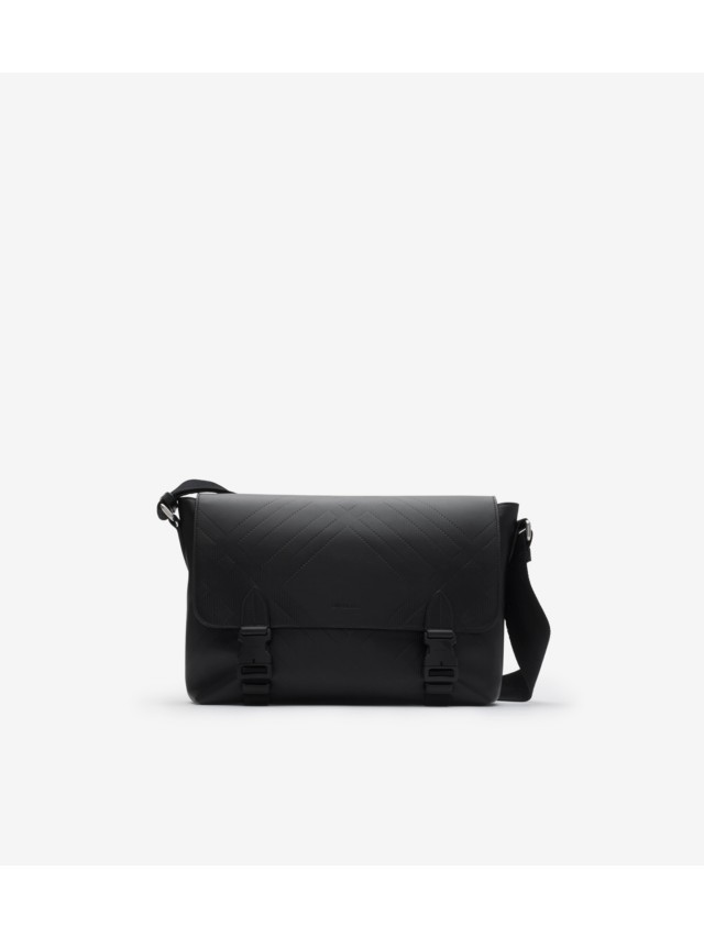 Embossed Check Buckled Messenger Bag​