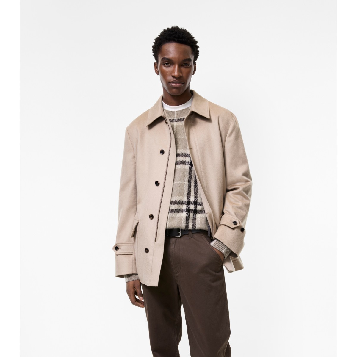  Check Short Cashmere Scafell Car Coat