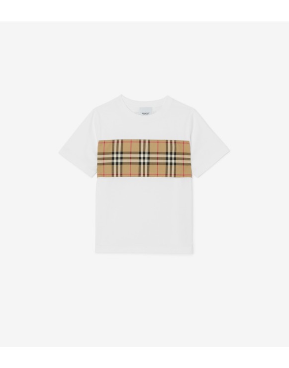 Baumwoll-T-Shirt mit Vintage Check-Panel